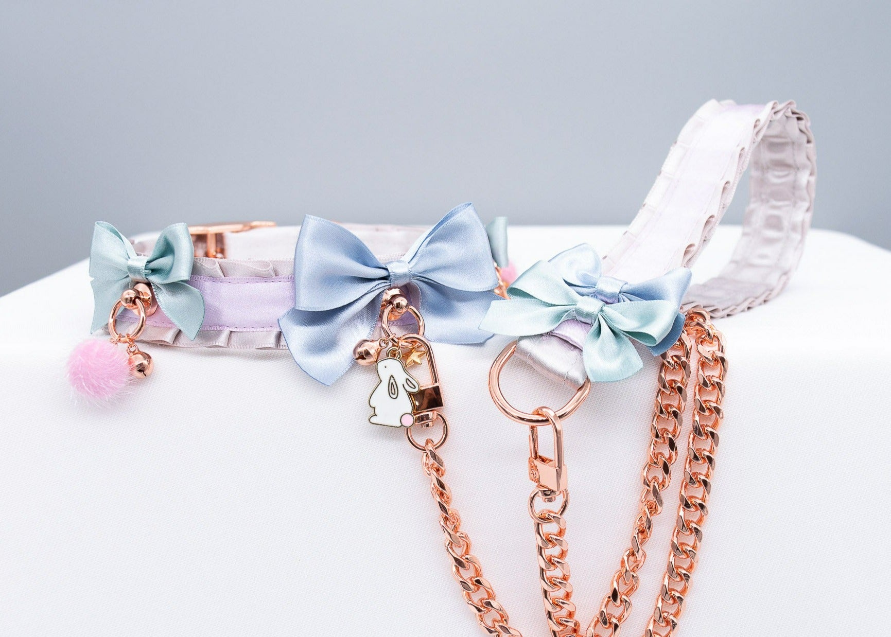 Pastel Bunny Luxury Pet Play Collar and Leash Set