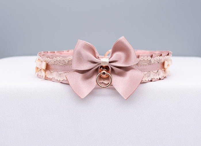 Dusty Rose and Cream Rose Gold Luxury Pet Play Collar