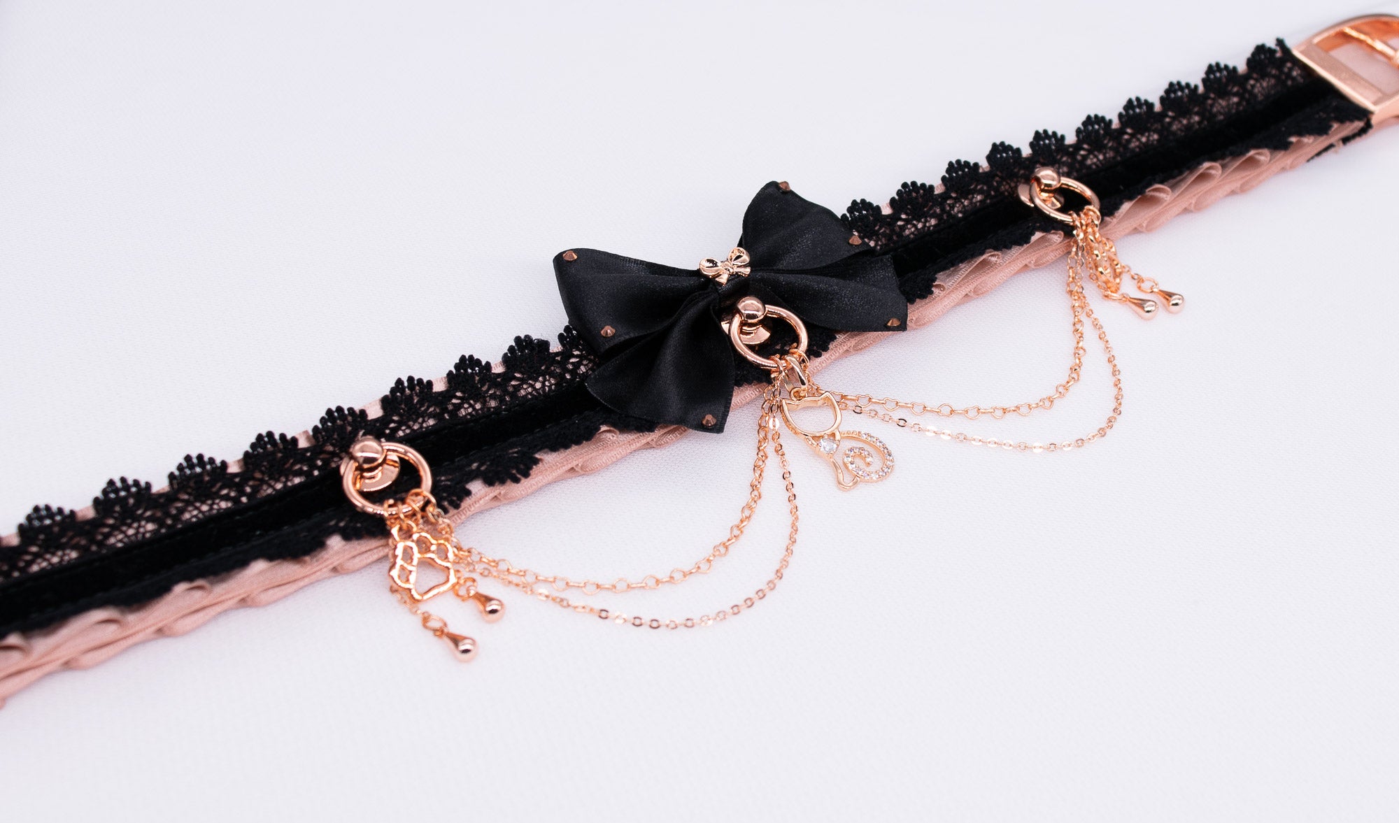 Limited Edition - Rose Gold & Black Velvet Luxury Kitten Collar