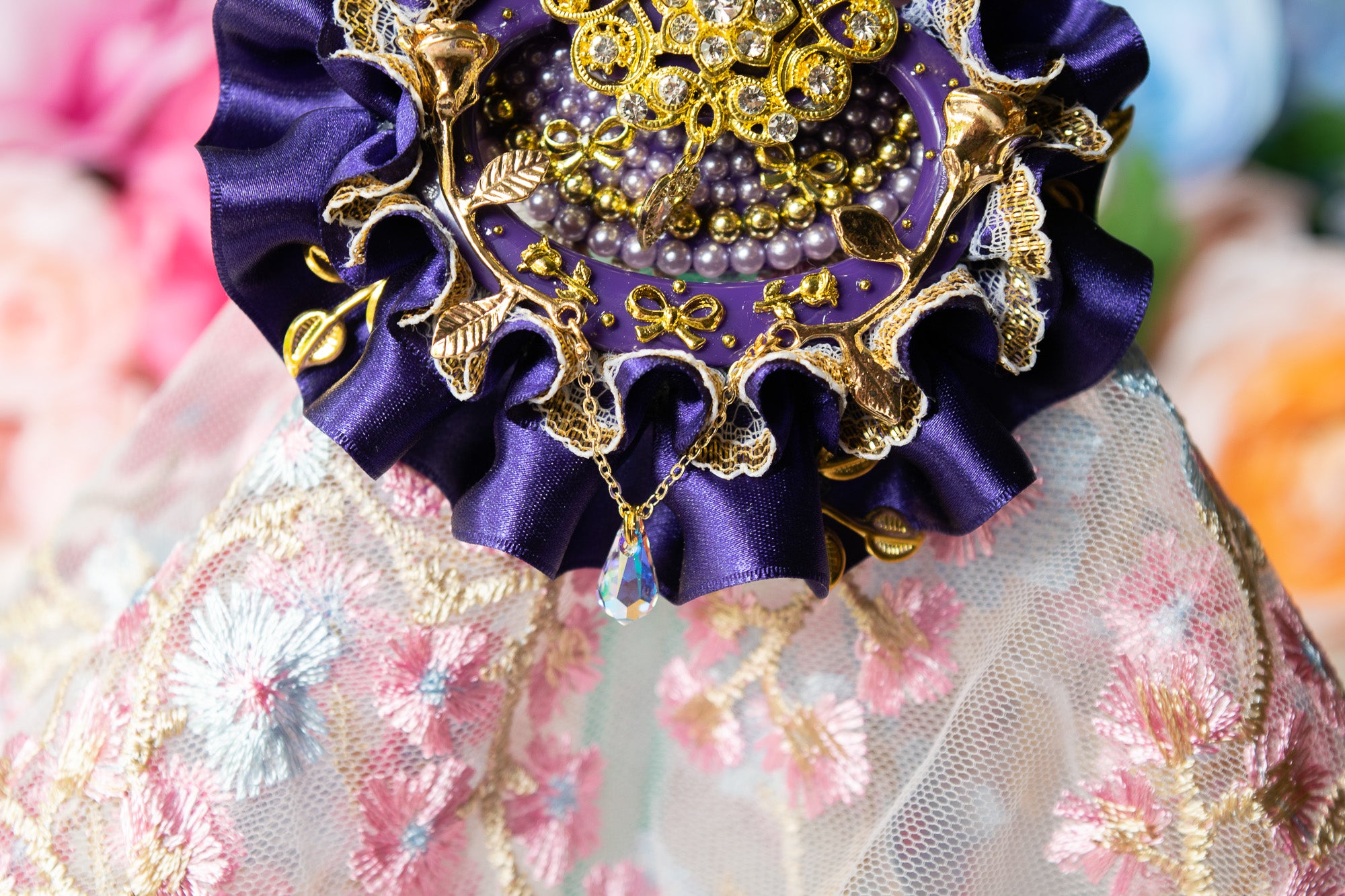 Purple Satin & Gold Lace Frill ~ The Queen's Garden ~ Gold Luxury Adult Pacifier