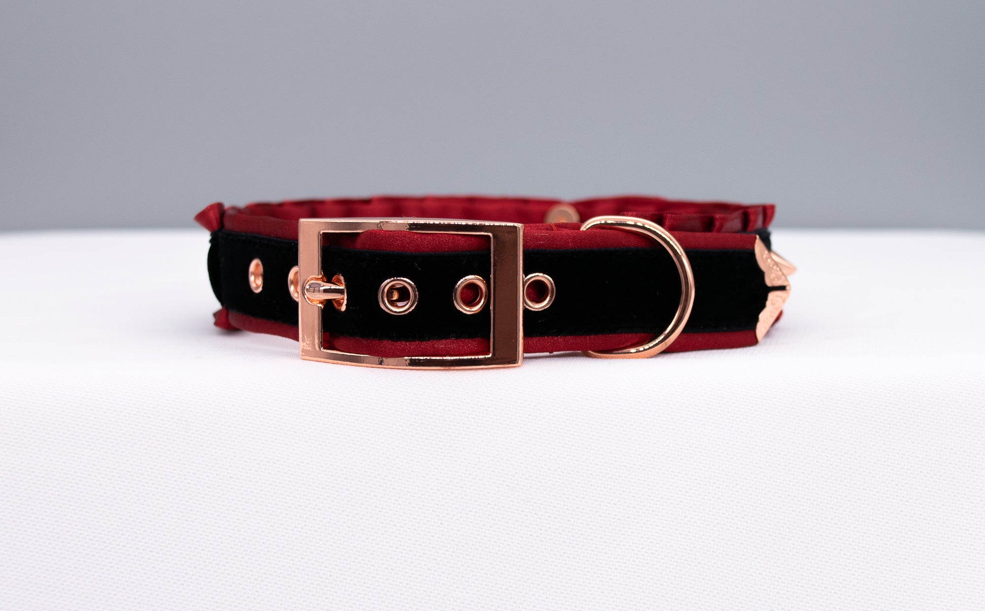 Limited Edition - Gothic Black Velvet and Red BDSM Collar