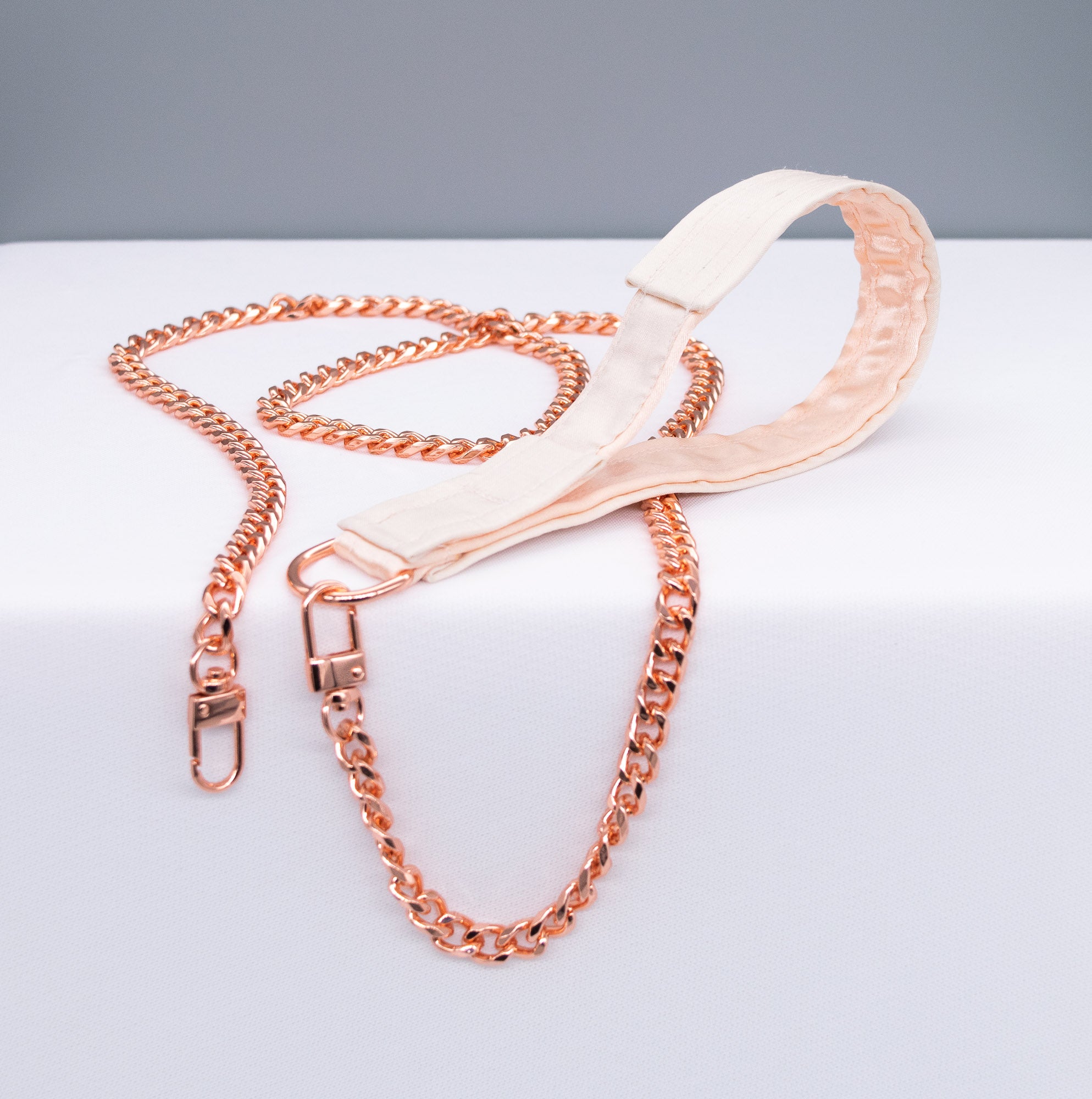 French Raw Silk - Luxury Rose Gold Collar and Leash Set
