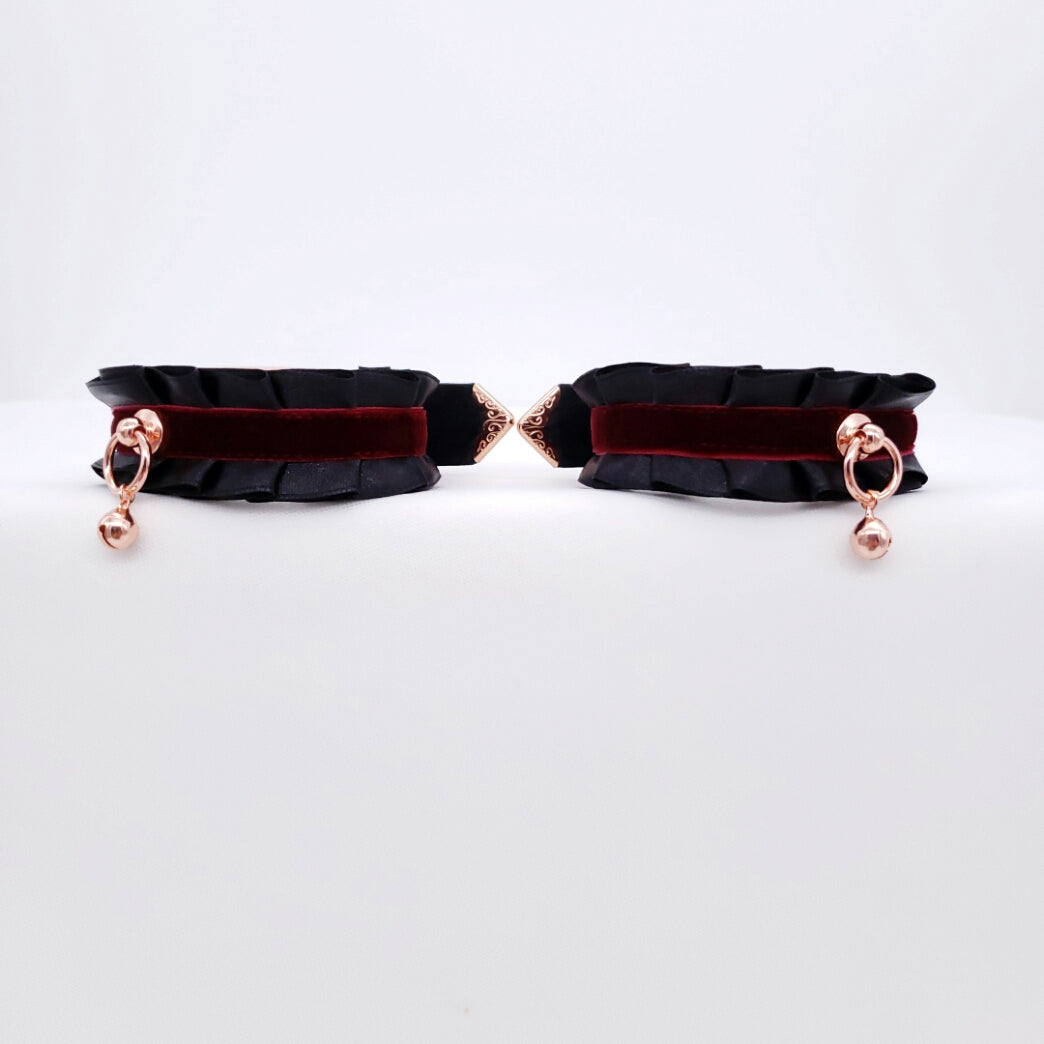 Luxury Black & Maroon Velvet Cuffs
