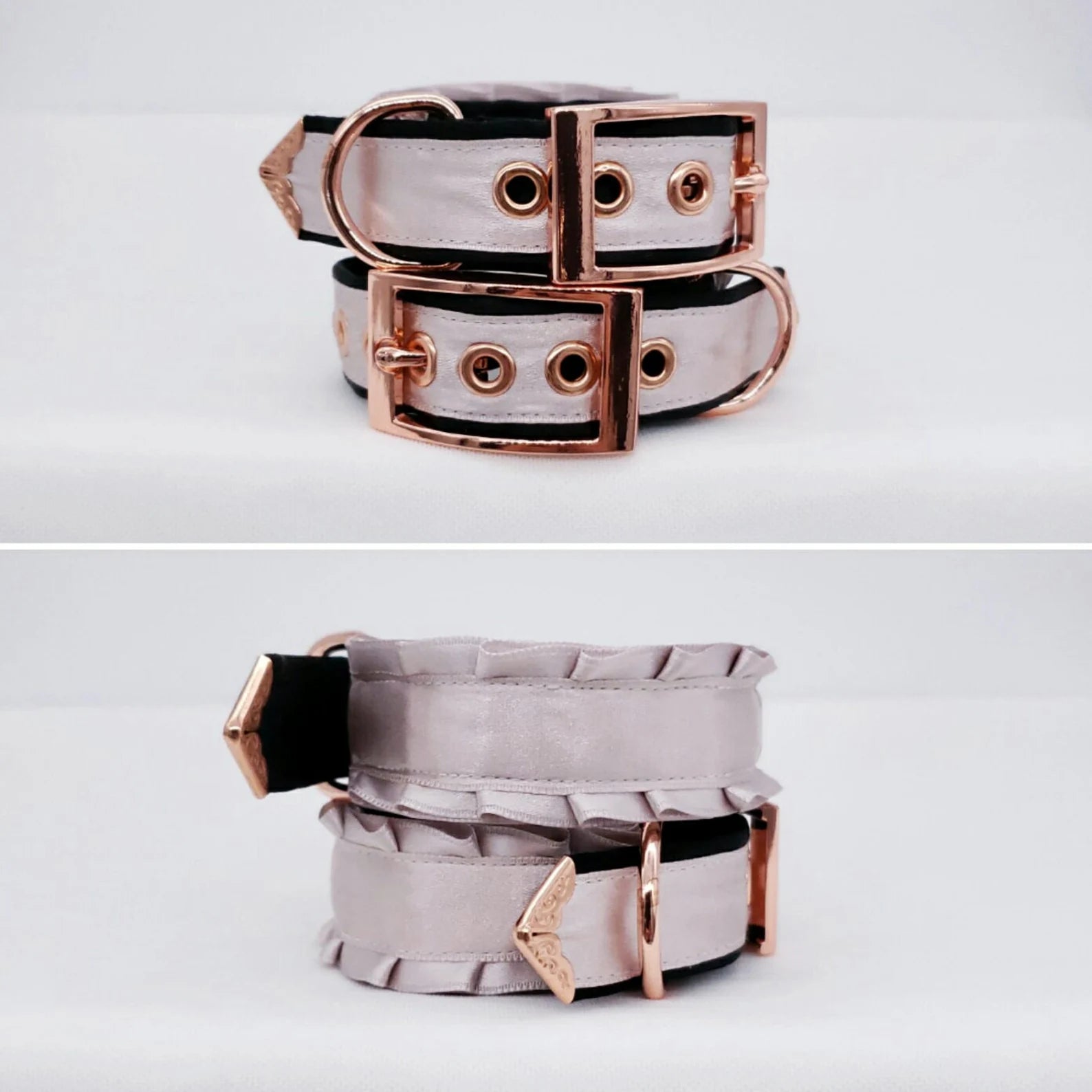 Dusty Lilac and Black Luxury BDSM Cuffs