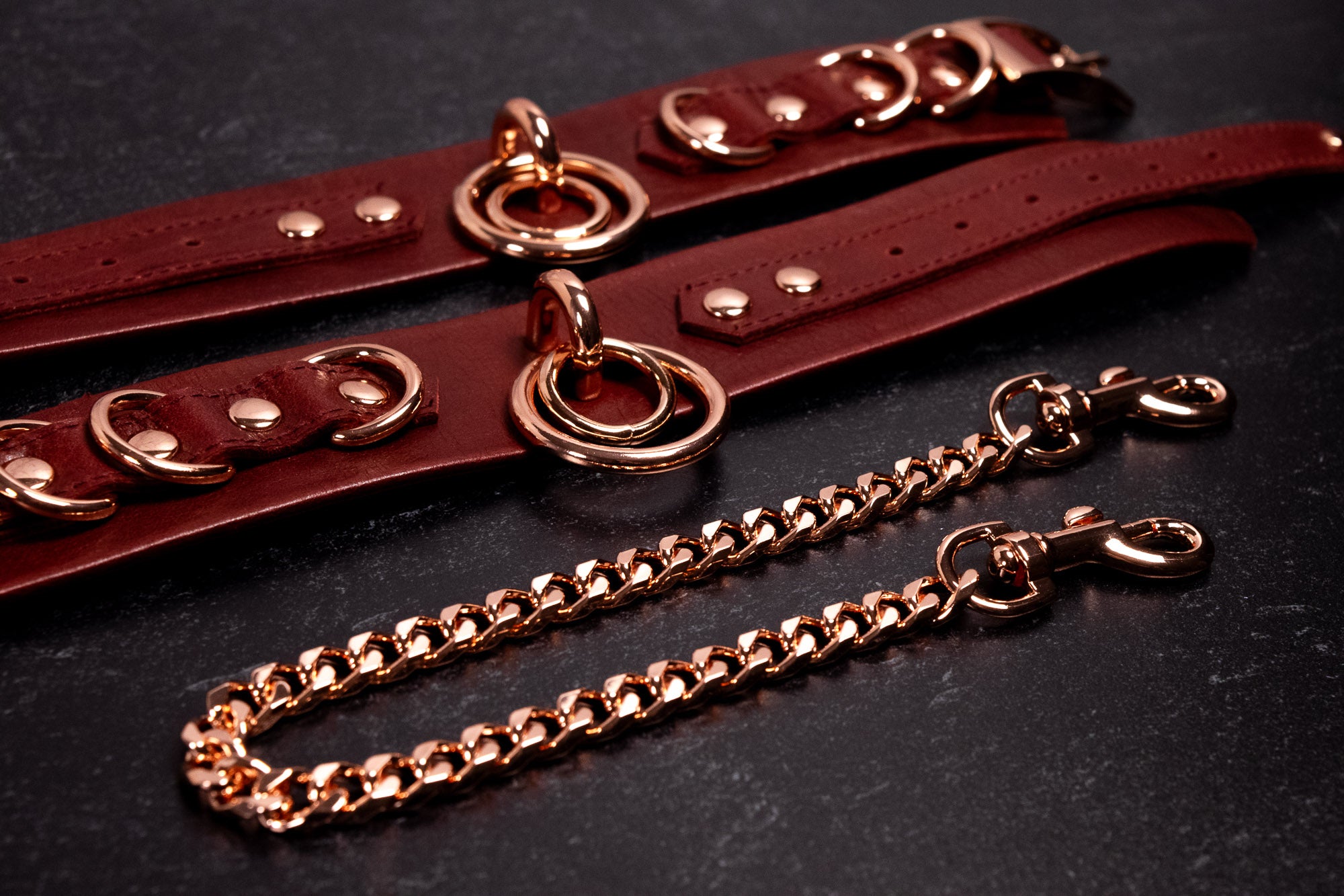 'Emberblood' - 6" - 8" Oxide Red Leather & Rose Gold _ LIMITED _