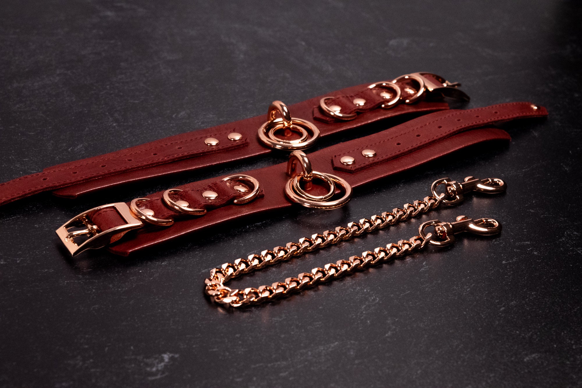 'Emberblood' - 6" - 8" Oxide Red Leather & Rose Gold _ LIMITED _