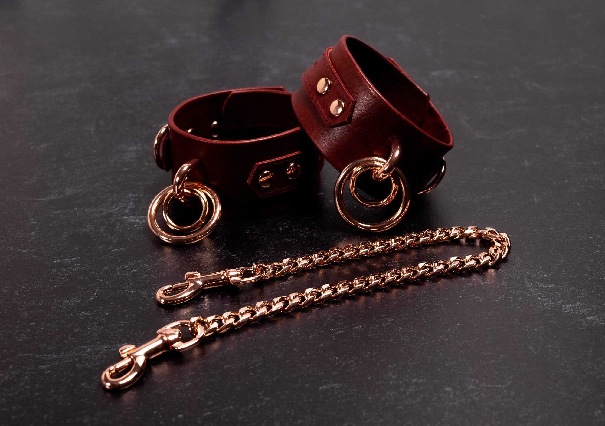 'Emberblood' - 6" - 8" Oxide Red Leather & Rose Gold _ LIMITED _