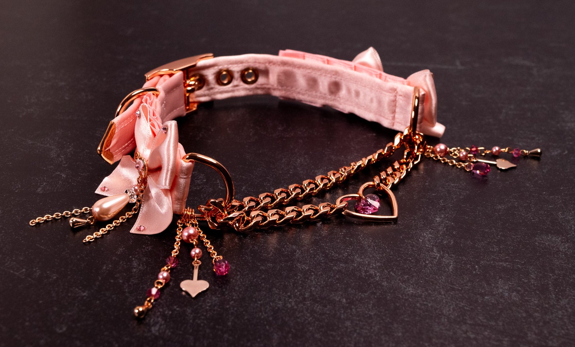 "Blush Devotion" - Soft Pink & Rose Gold Luxury Martingale Collar