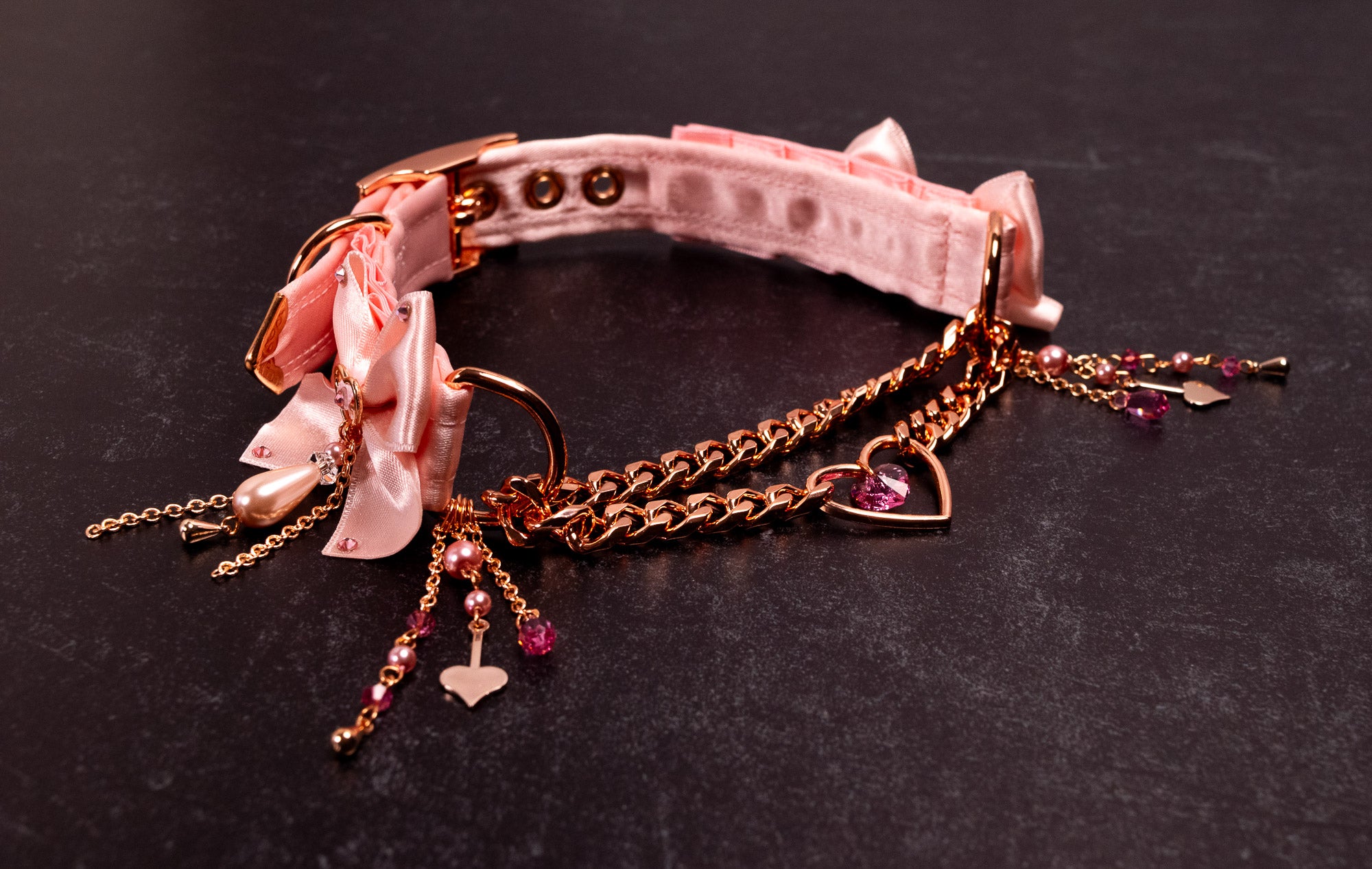 "Blush Devotion" - Soft Pink & Rose Gold Luxury Martingale Collar