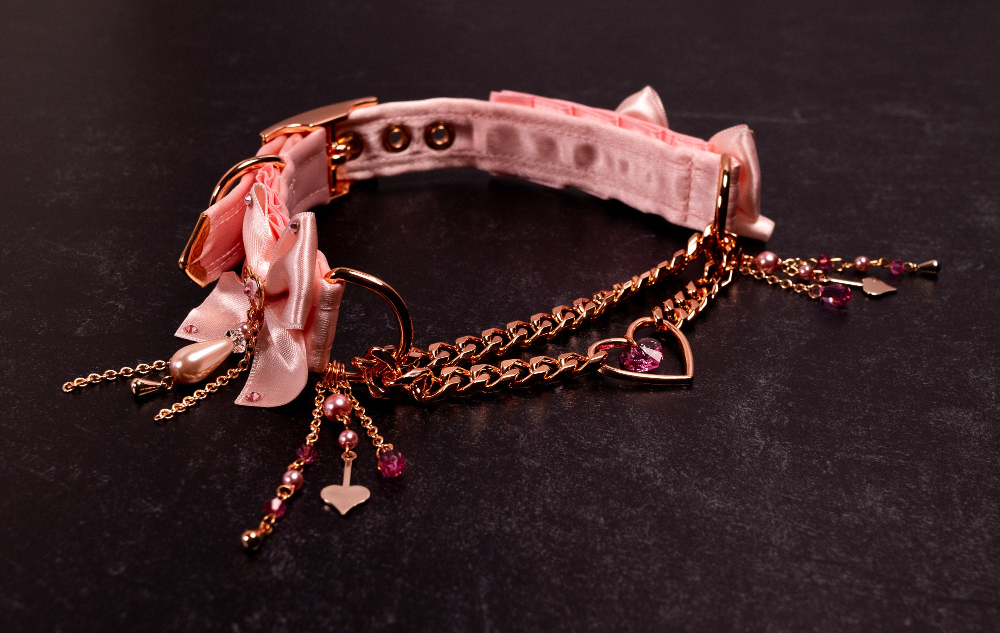 "Blush Devotion" - Soft Pink & Rose Gold Luxury Martingale Collar
