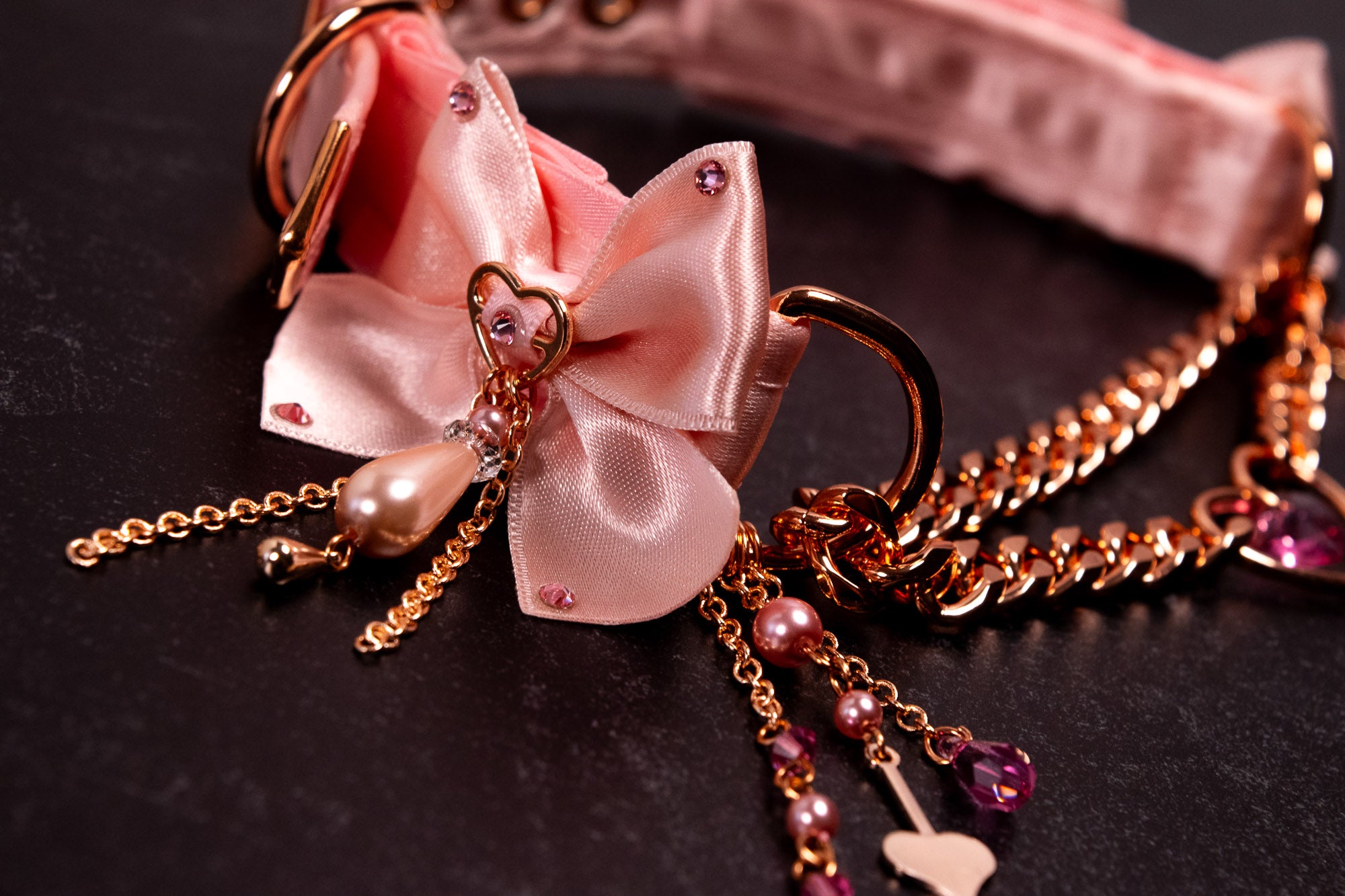 "Blush Devotion" - Soft Pink & Rose Gold Luxury Martingale Collar