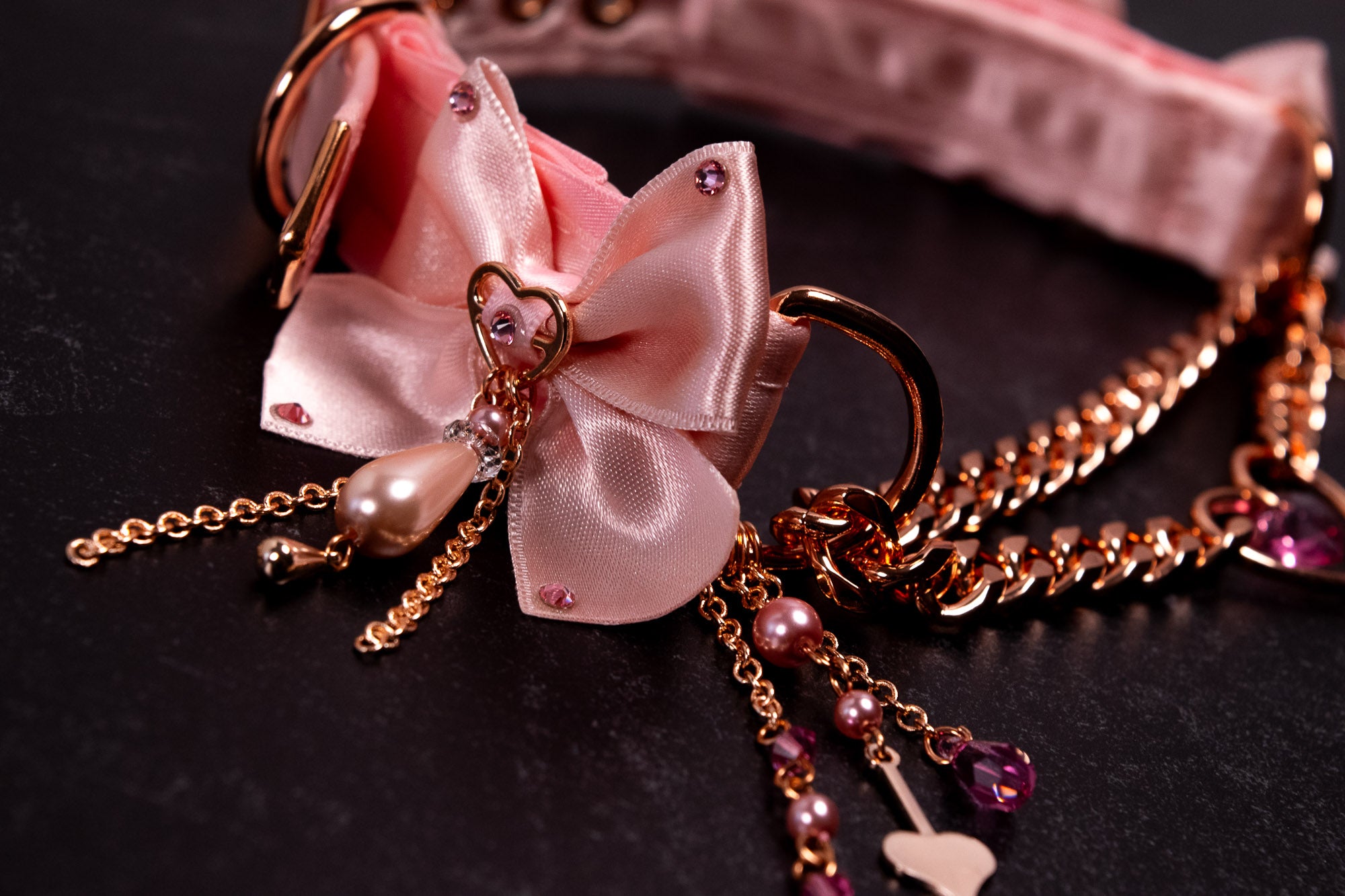 "Blush Devotion" - Soft Pink & Rose Gold Luxury Martingale Collar