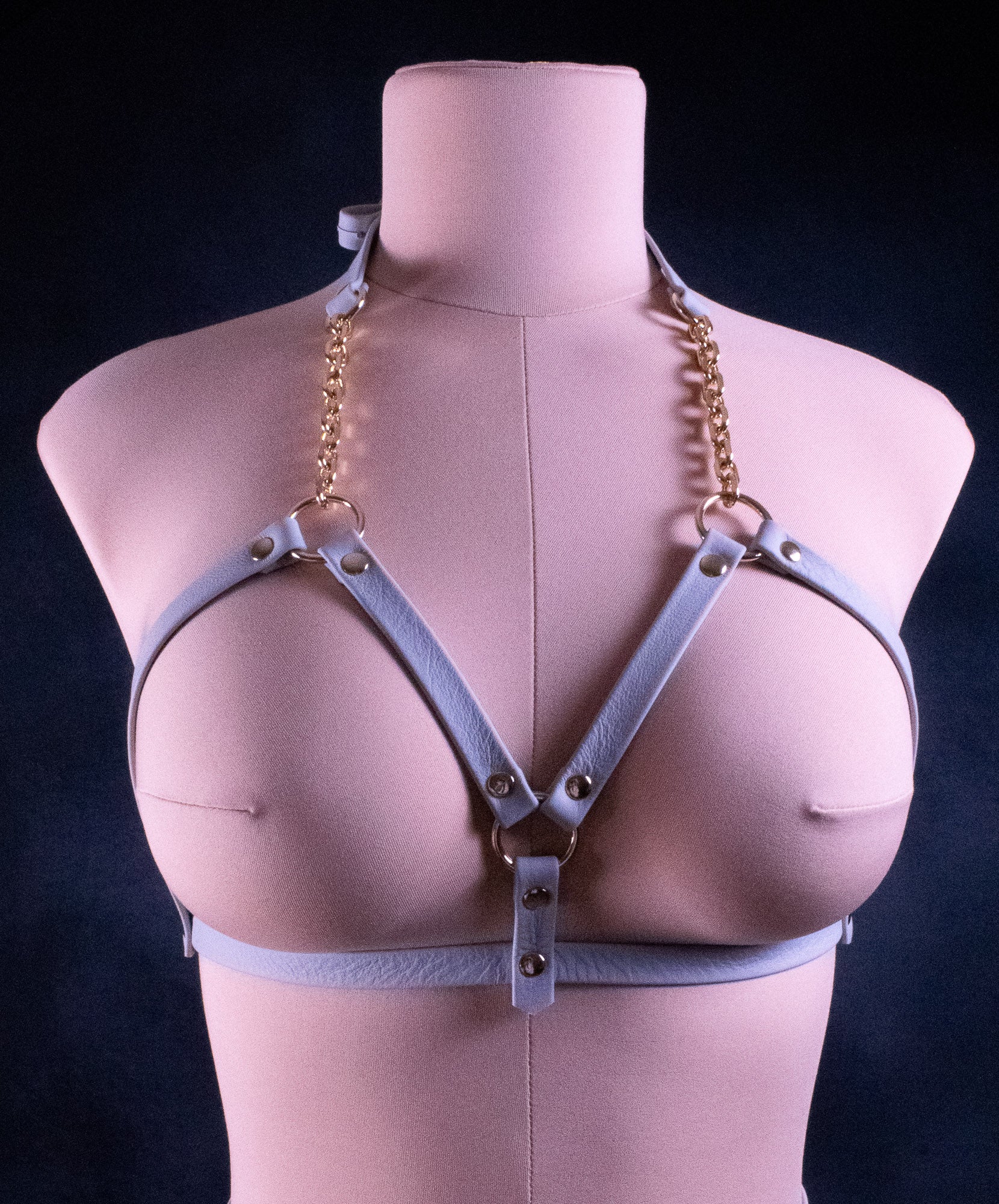 BUST HARNESS -Slate Leather & Gold _ LIMITED _