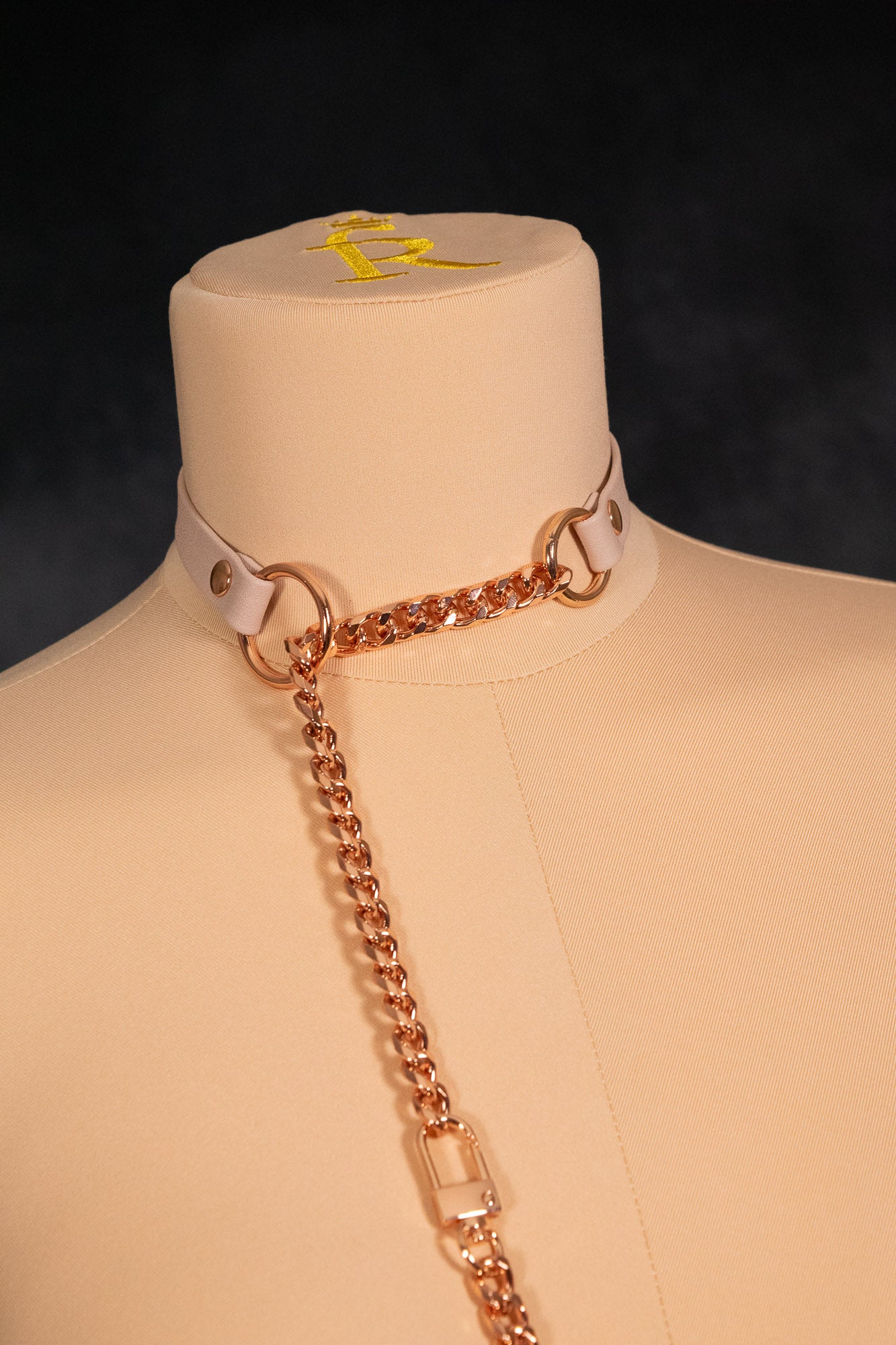 Split Pale Blush Leather Slip Chain Collar _LIMITED_