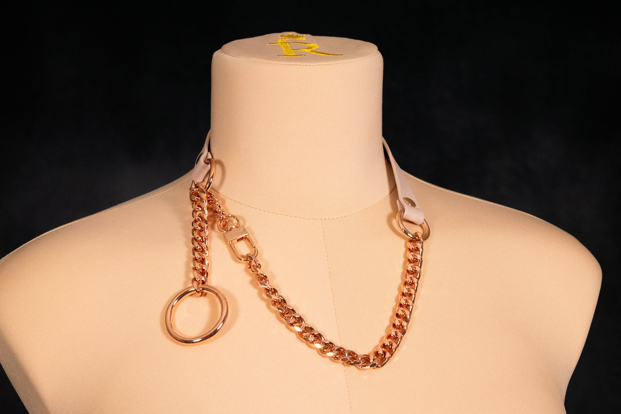 Split Pale Blush Leather Slip Chain Collar _LIMITED_