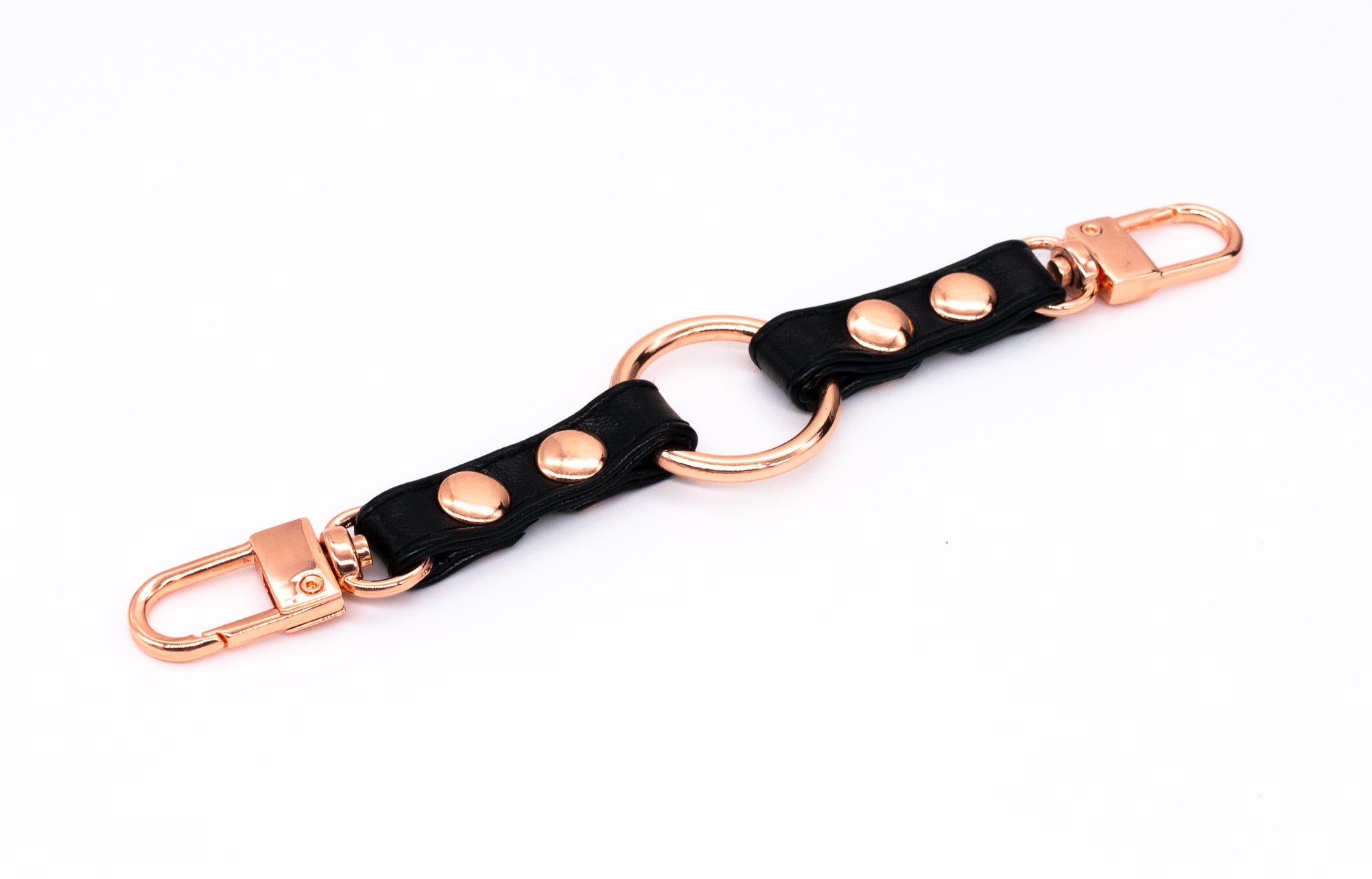 3/8" Black Vegan Leather Cuff Connector in Rose Gold