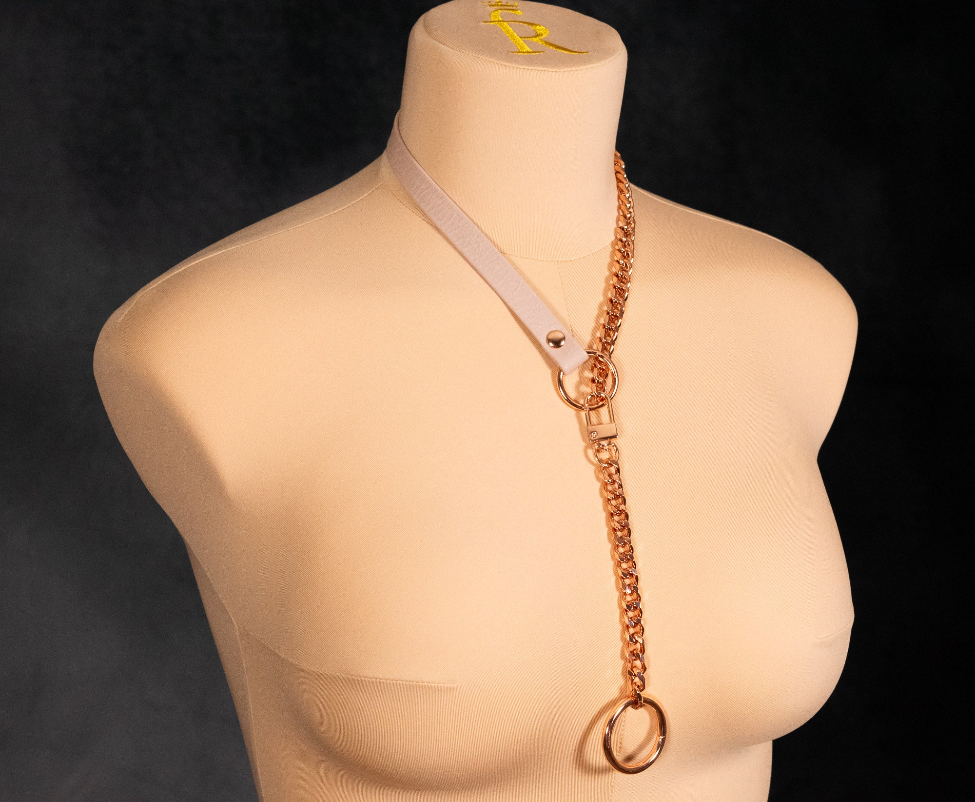 Split Pale Blush Leather Slip Chain Collar _LIMITED_