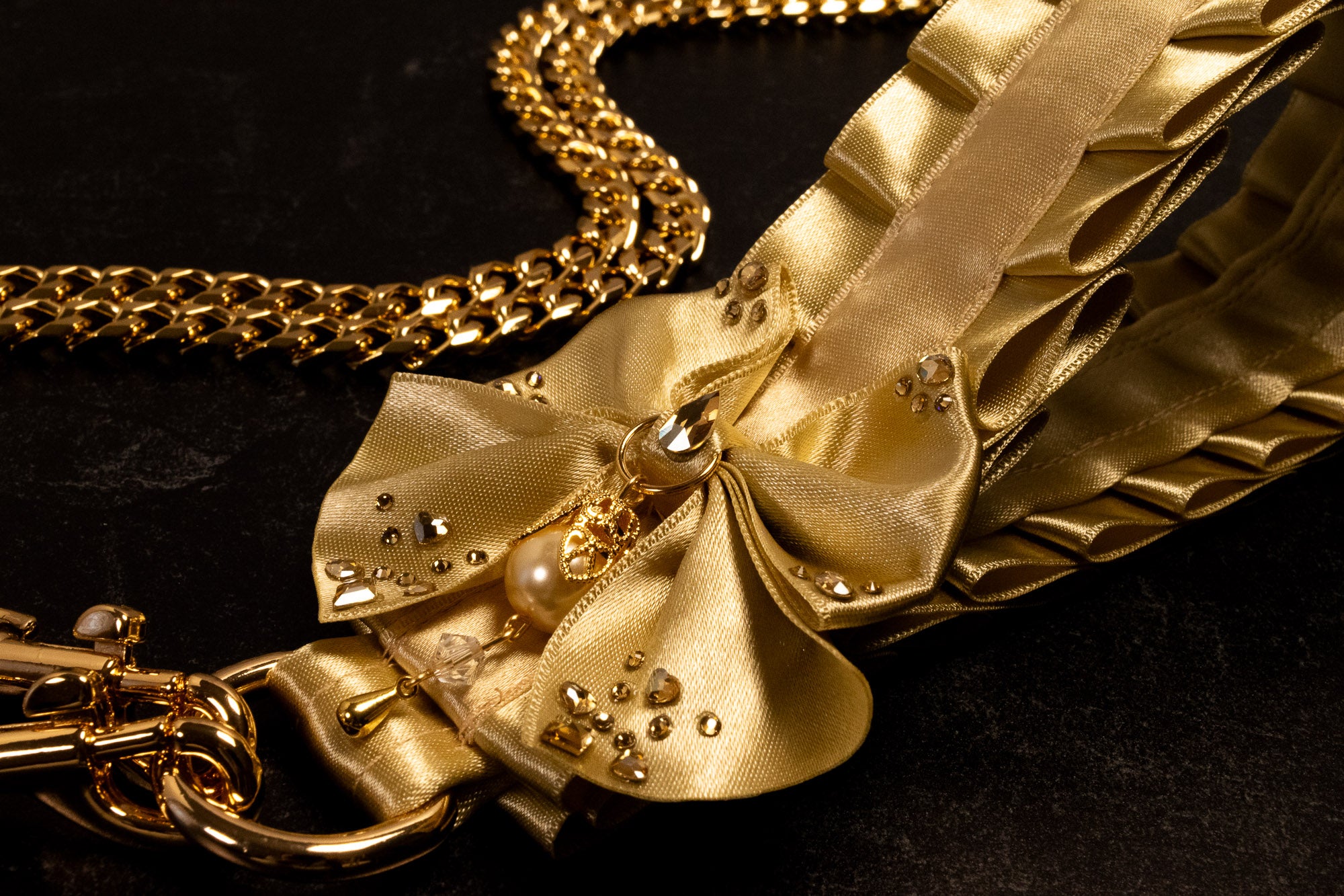 12.5" - 15" - "Duchess" - Champagne & Gold Luxury Martingale Collar & Leash _ LIMITED _