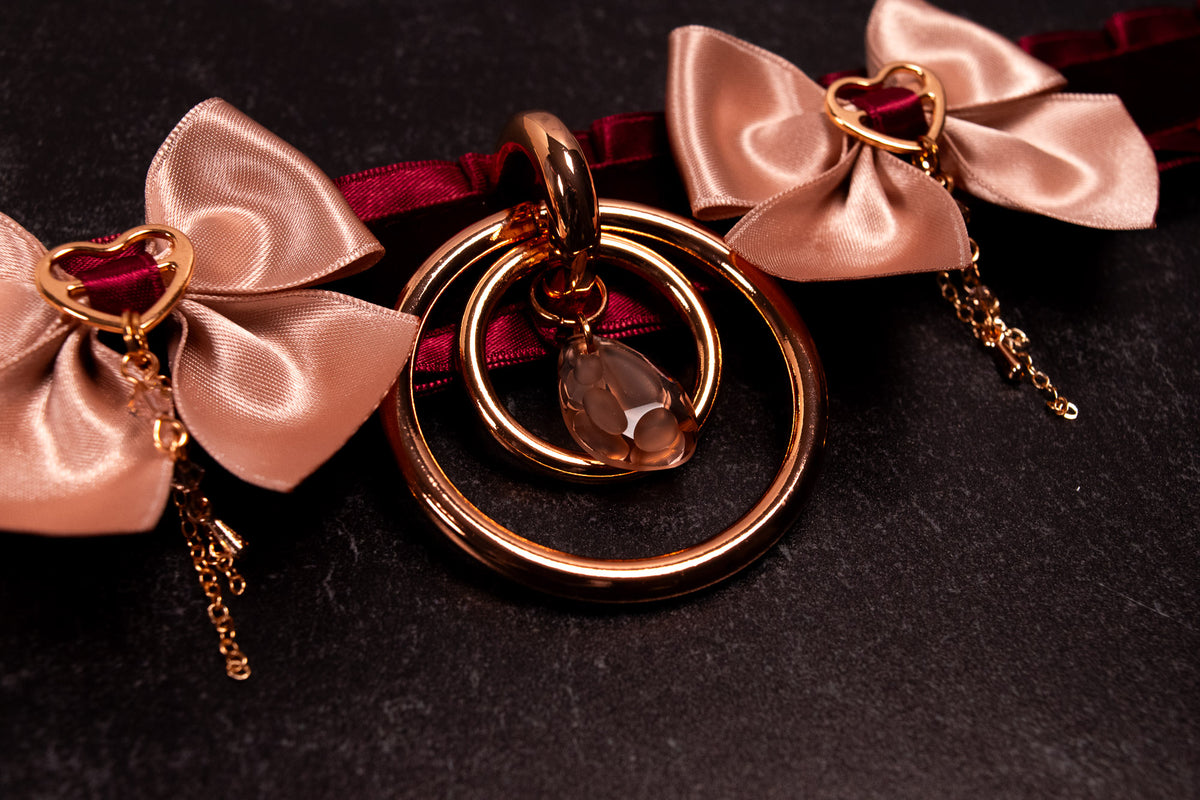 "ROSALIE" - Burgundy Velvet & Rose Gold Luxury Collar _ LIMITED _