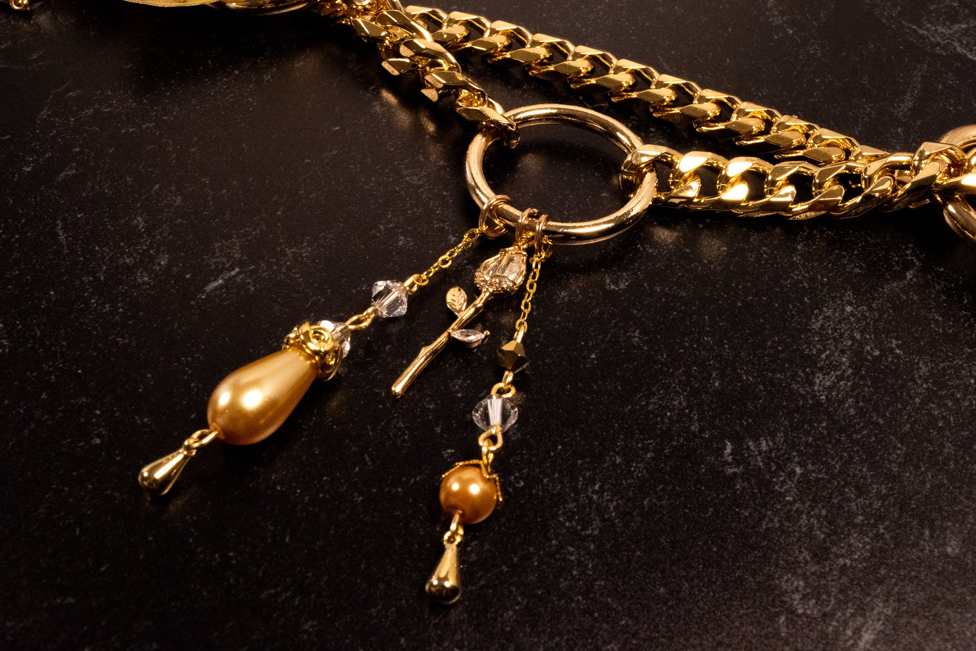 12.5" - 15" - "Duchess" - Champagne & Gold Luxury Martingale Collar & Leash _ LIMITED _
