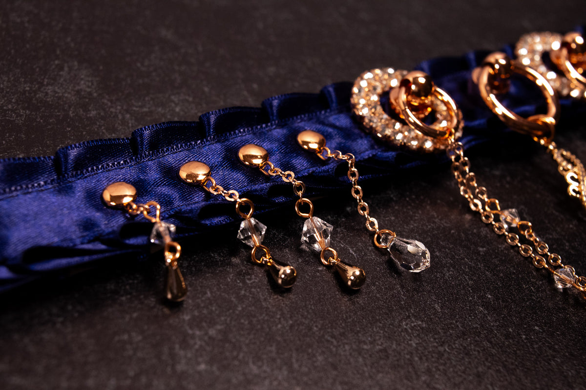"NAOMI" - Navy, Dusty Lilac & Rose Gold Luxury Collar