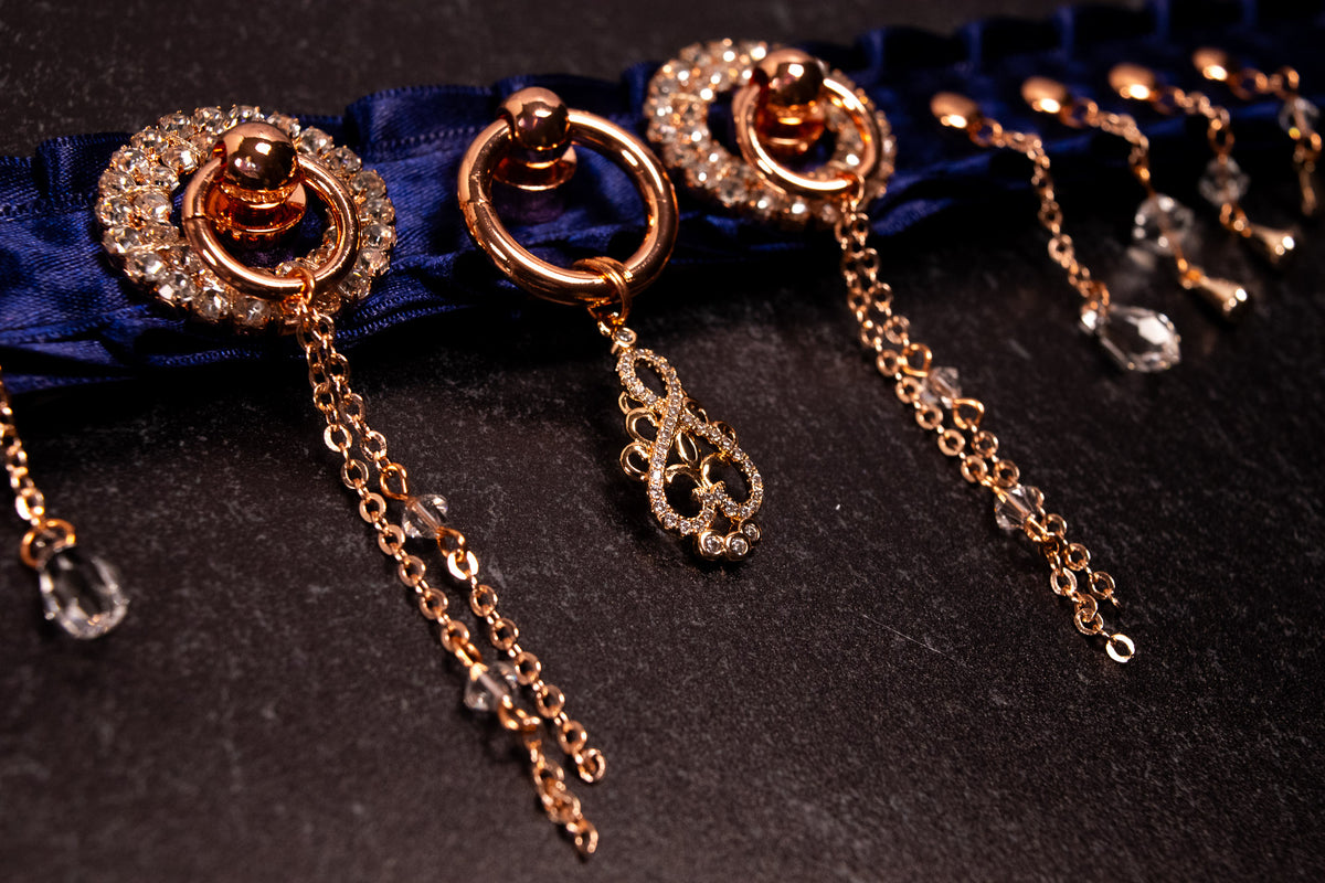 "NAOMI" - Navy, Dusty Lilac & Rose Gold Luxury Collar