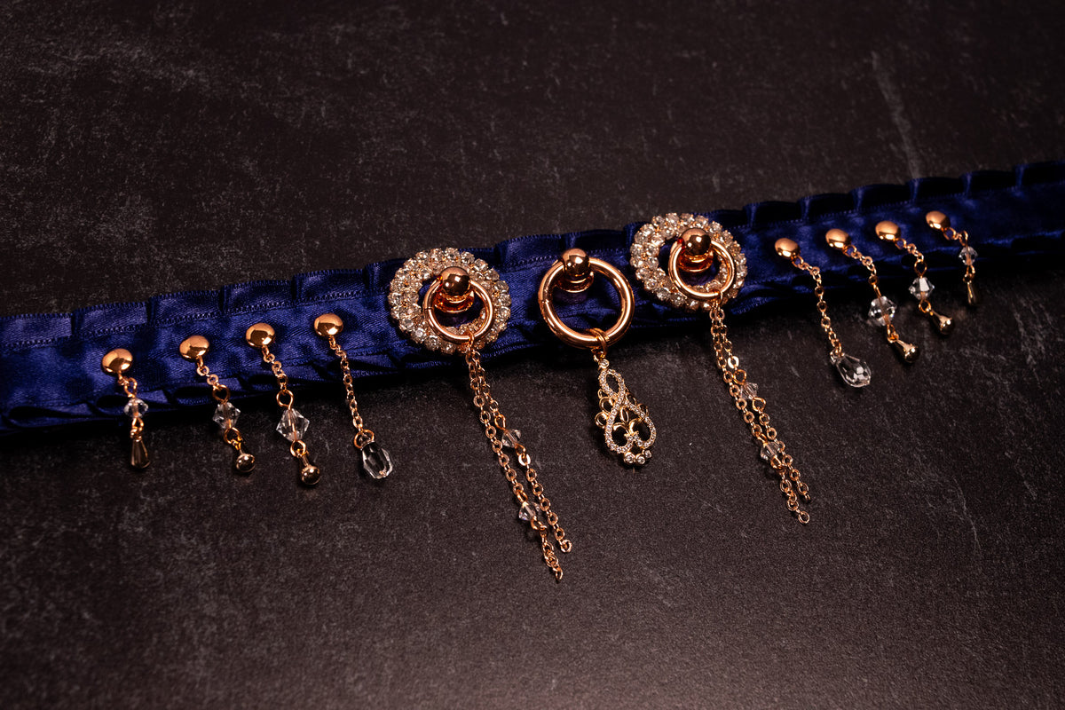"NAOMI" - Navy, Dusty Lilac & Rose Gold Luxury Collar
