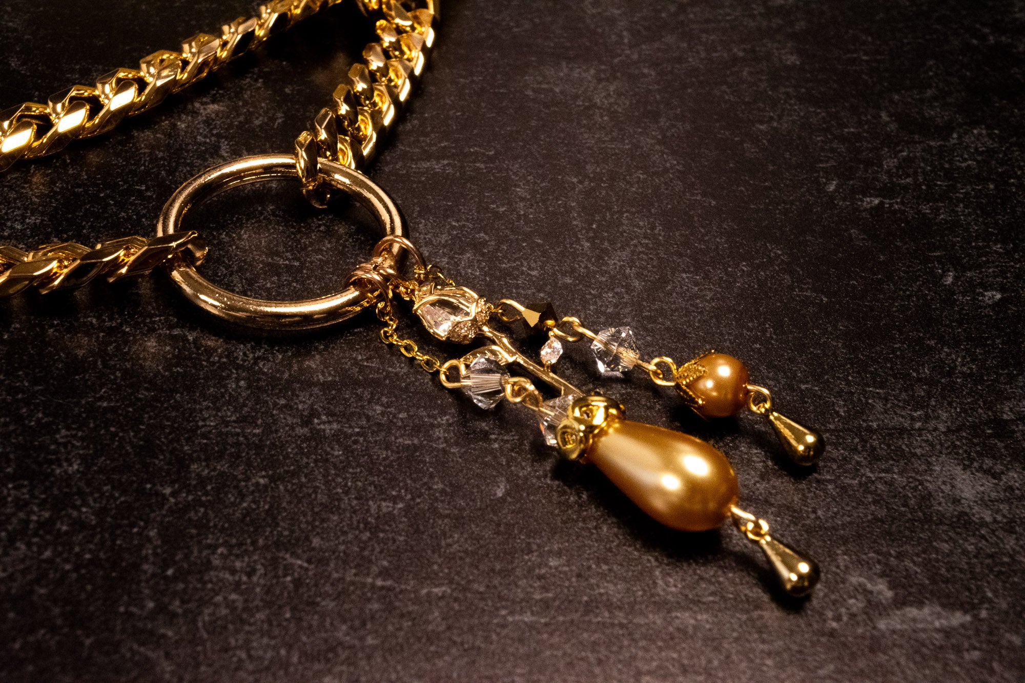 12.5" - 15" - "Duchess" - Champagne & Gold Luxury Martingale Collar & Leash _ LIMITED _