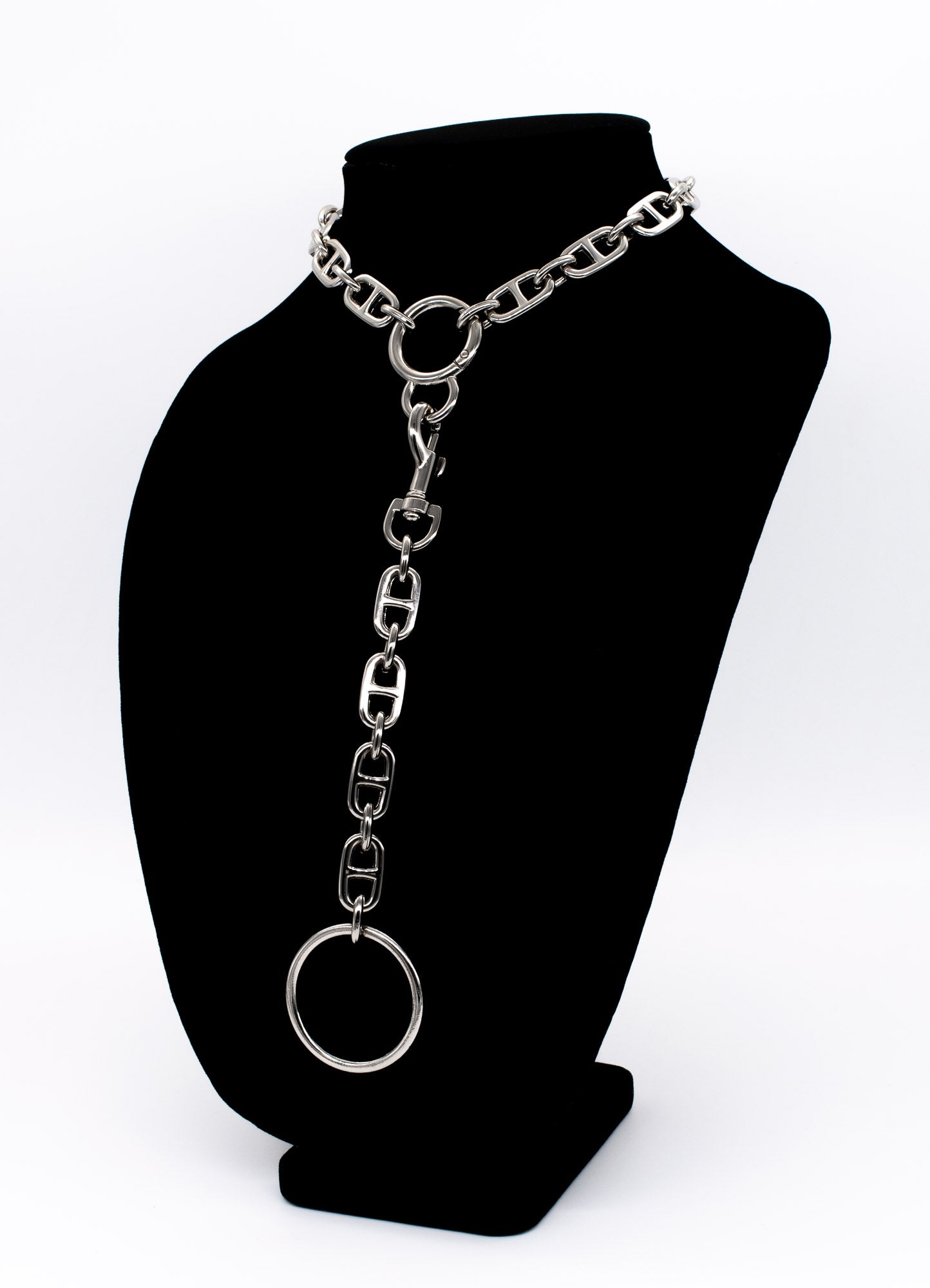 Chunky Chain Collar and Finger Leash in Silver