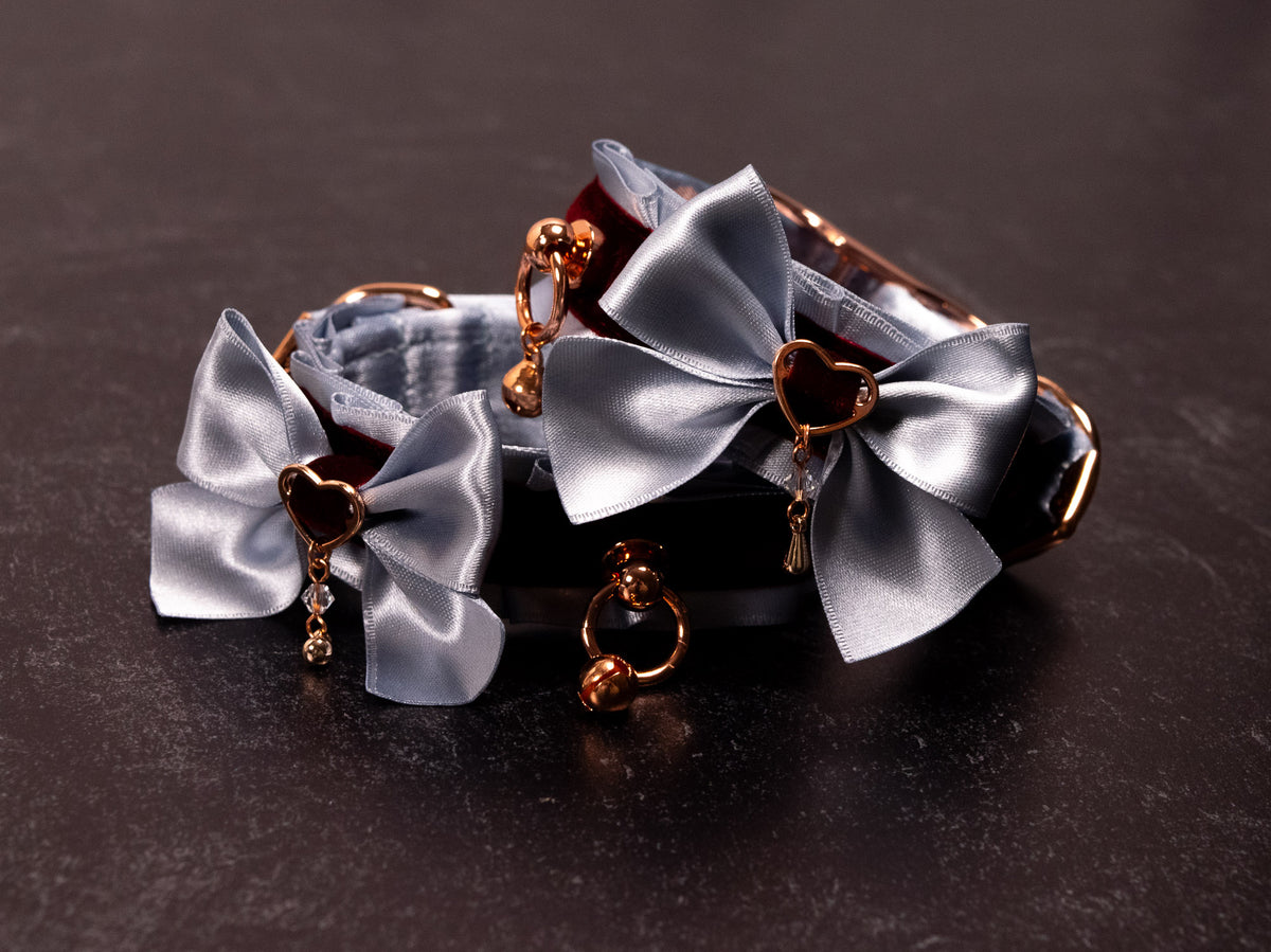 "VALMONT" - 6" - 8" French Blue & Burgundy Velvet Cuffs