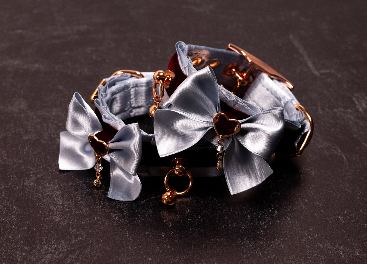 "VALMONT" - 6" - 8" French Blue & Burgundy Velvet Cuffs