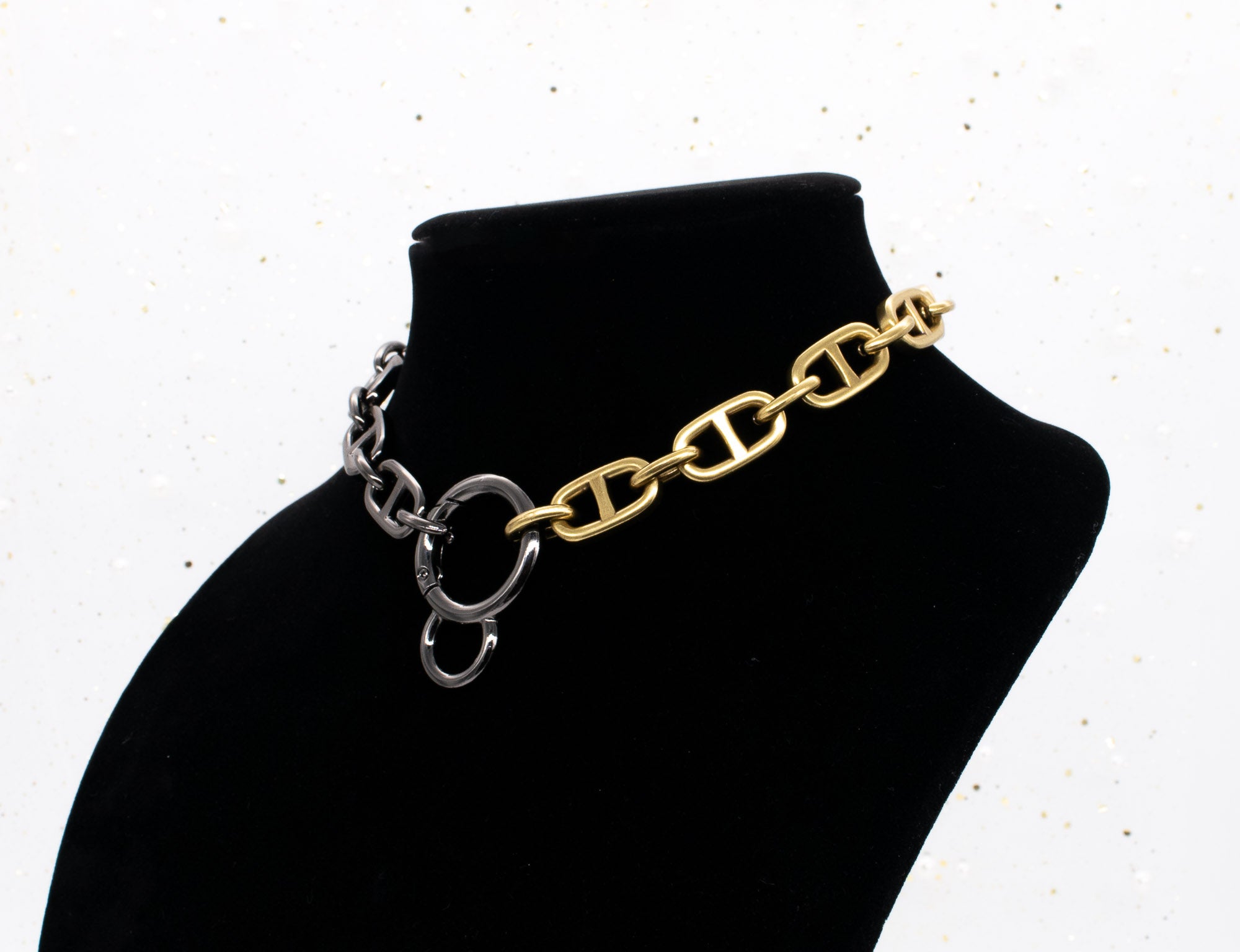 Chunky Chain Collar in Gunmetal & Old Gold