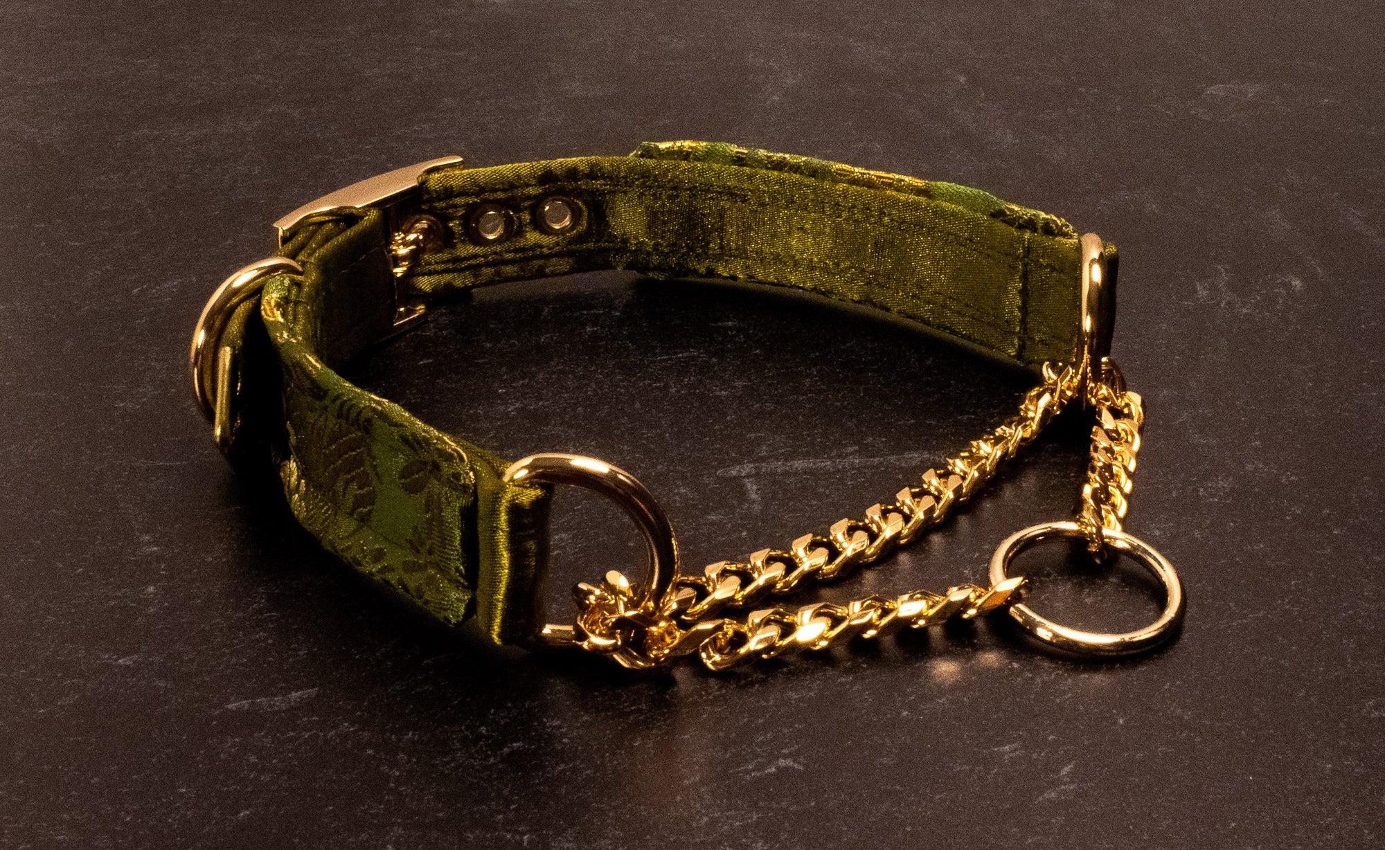 Green Floral Brocade Martingale Collar _ LIMITED _