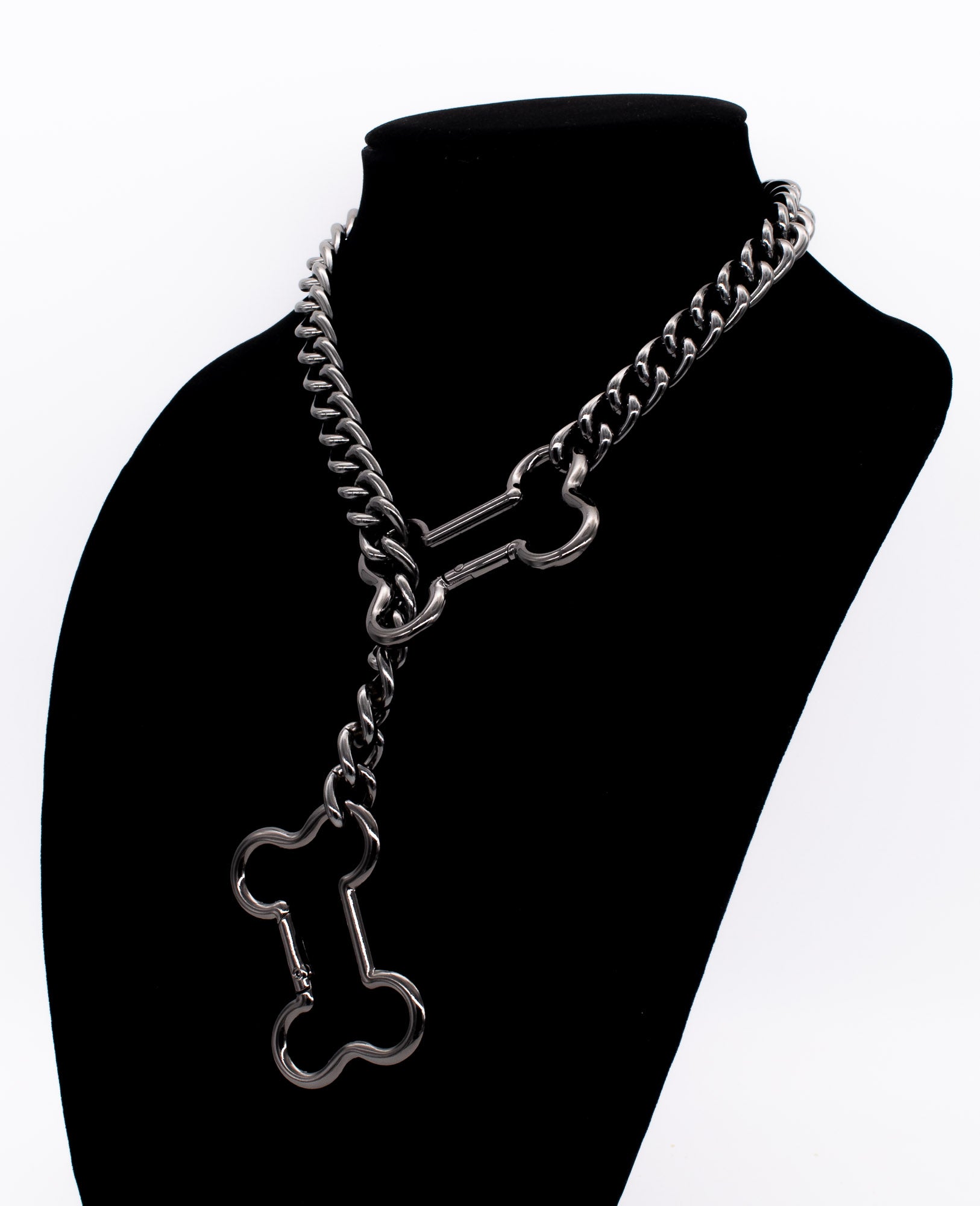 Bone Slip Chain Collar in Gunmetal