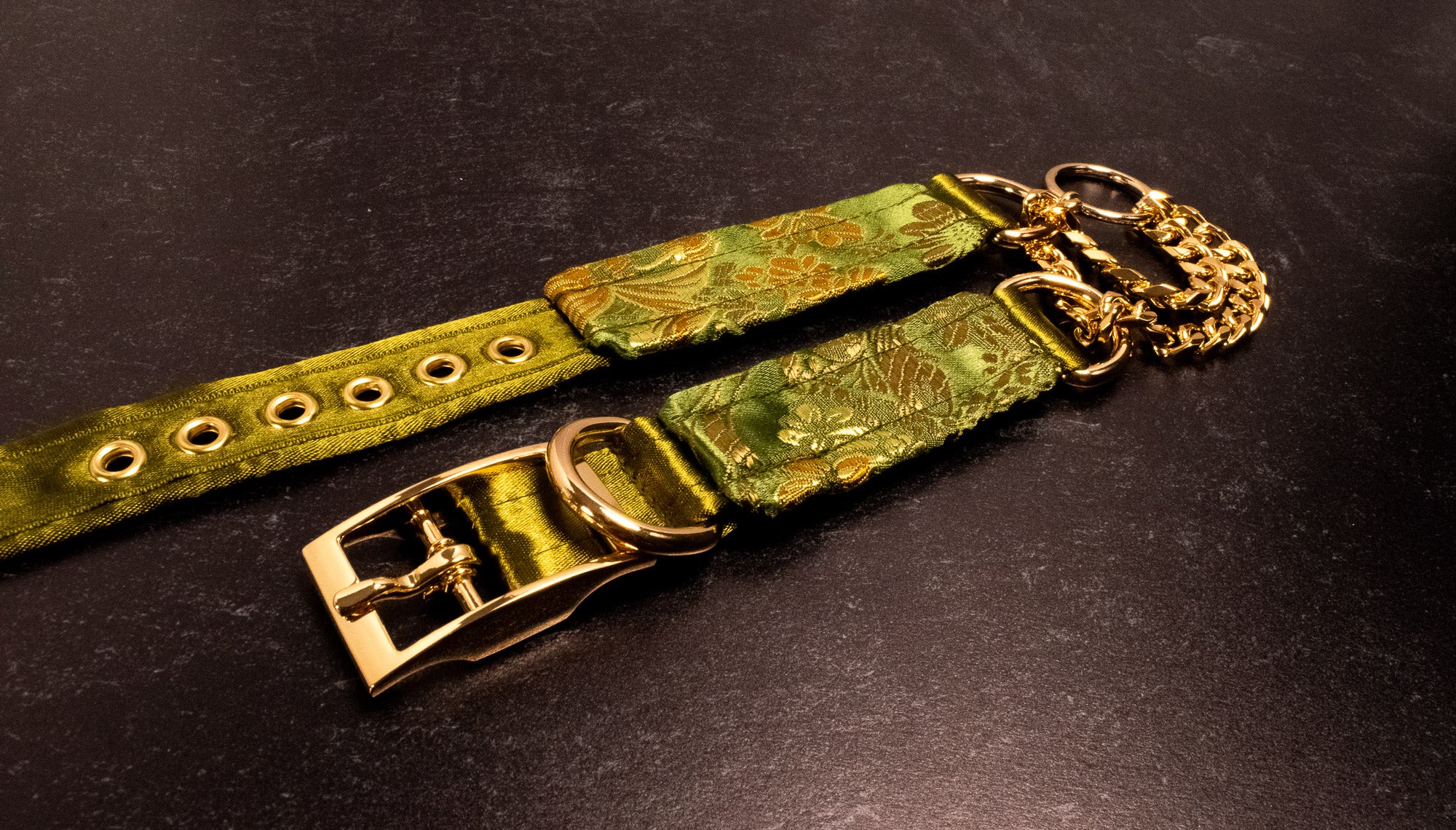 Green Floral Brocade Martingale Collar _ LIMITED _