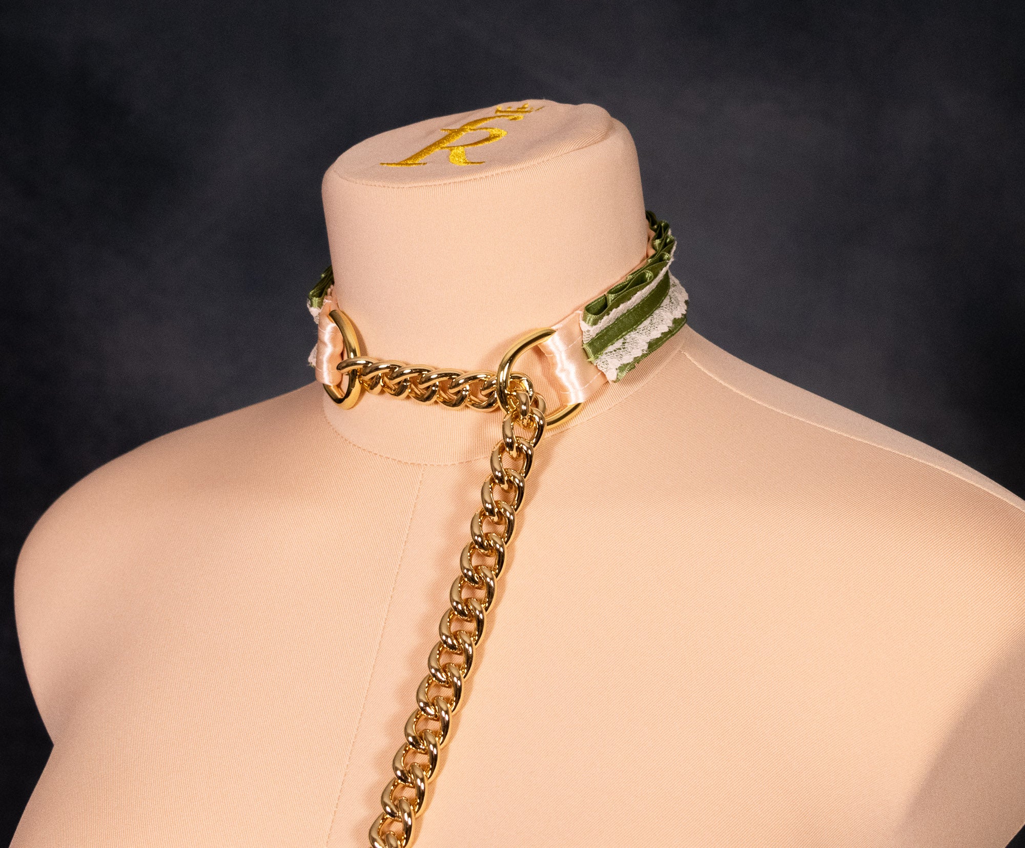 Split Sage Green Slip Chain Collar