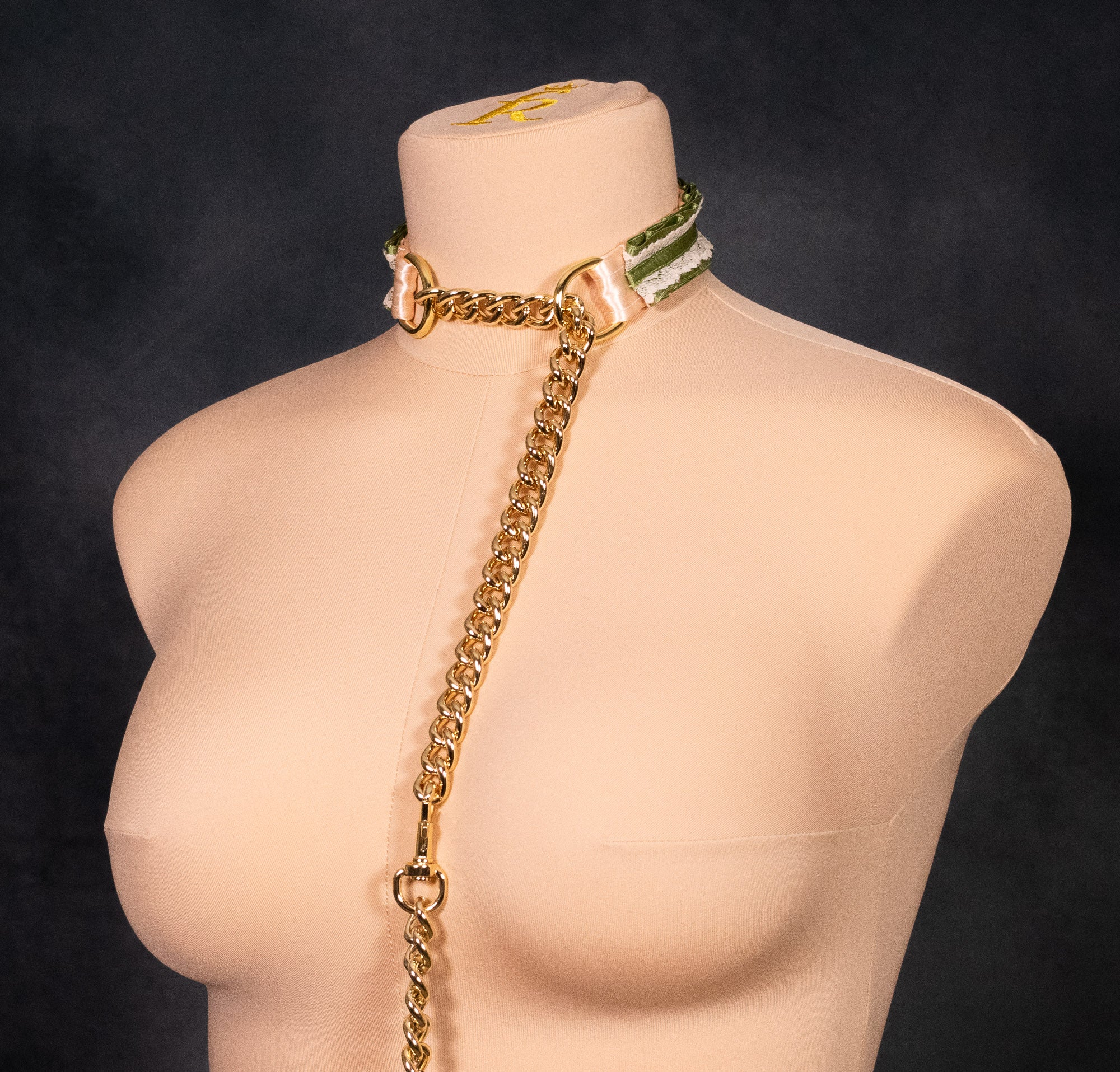 Split Sage Green Slip Chain Collar