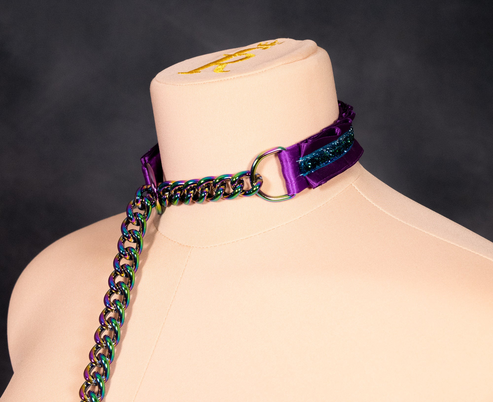 Split Rainbow Plum Slip Chain Collar
