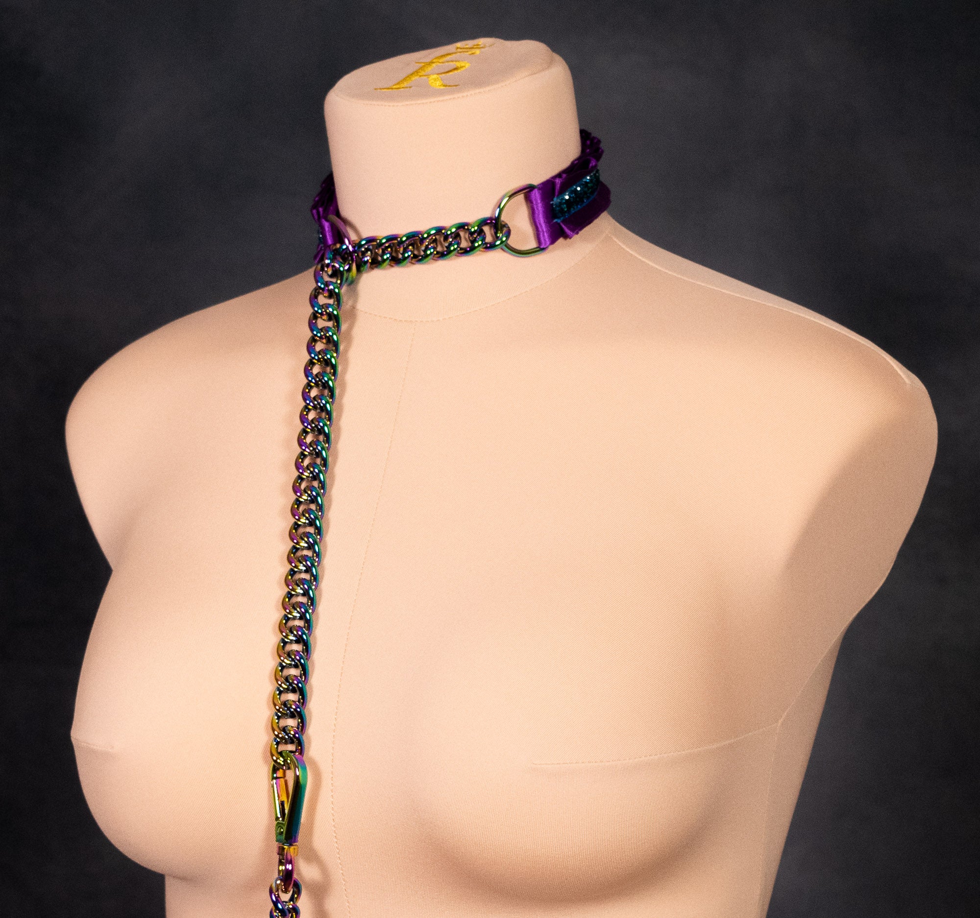 Split Rainbow Plum Slip Chain Collar