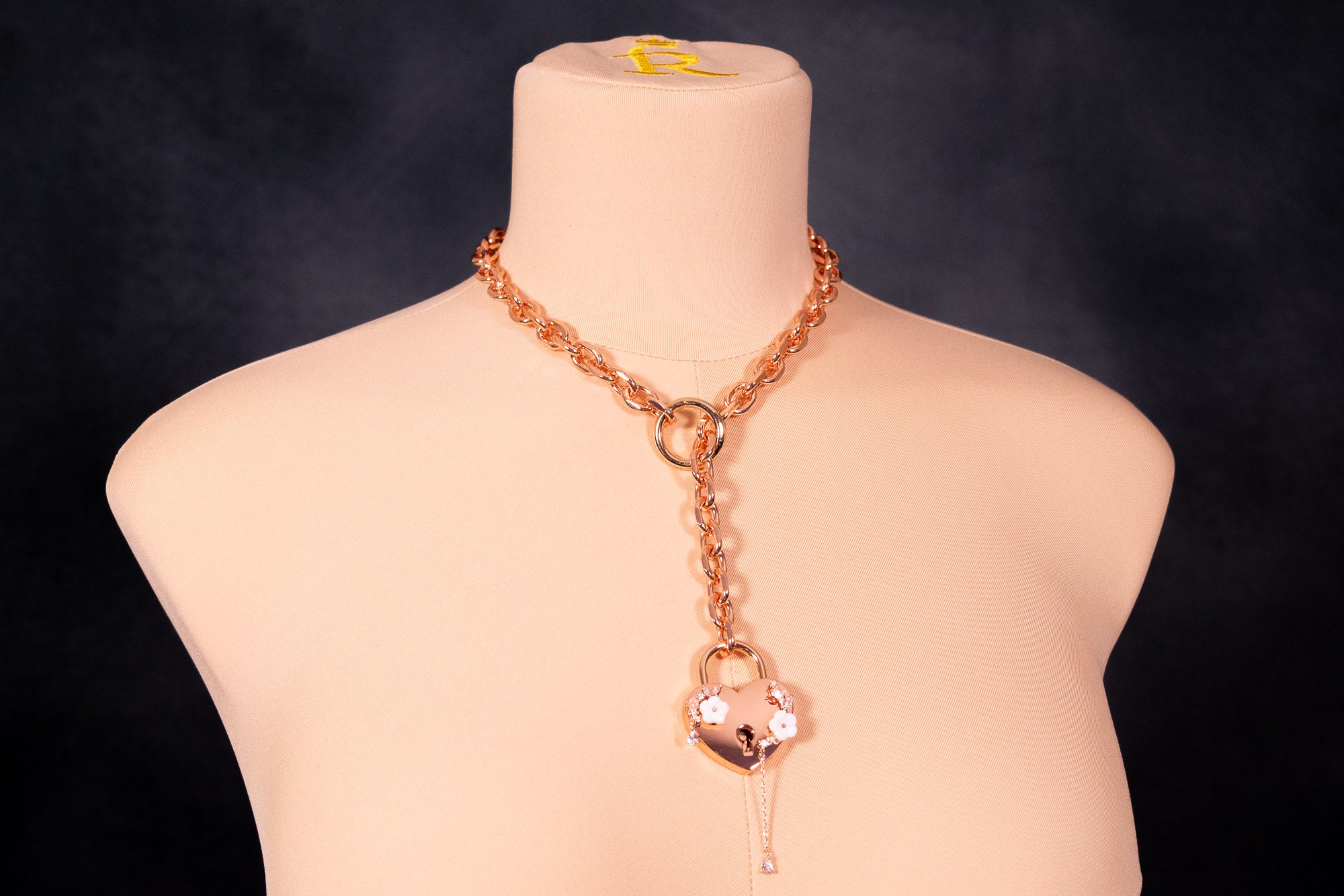 Rose Gold Deluxe Floral Lock Slip Chain Collar _ LIMITED _