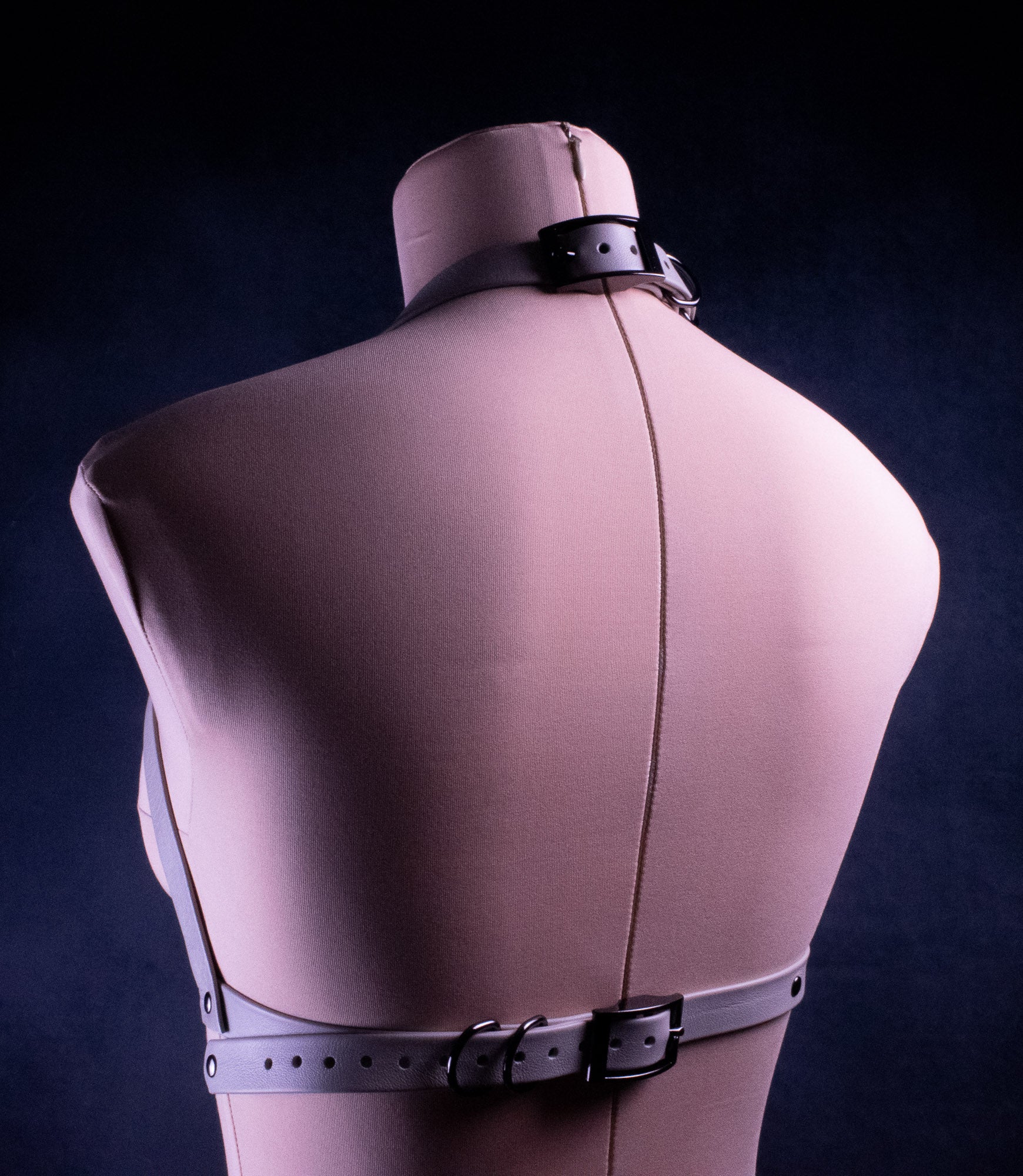 BUST HARNESS - Gunmetal & Mushroom Leather _ LIMITED _
