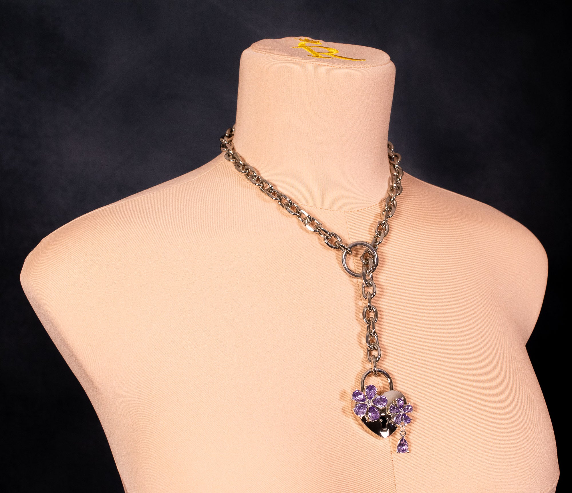 Silver Deluxe Floral Lock Slip Chain Collar _ LIMITED _