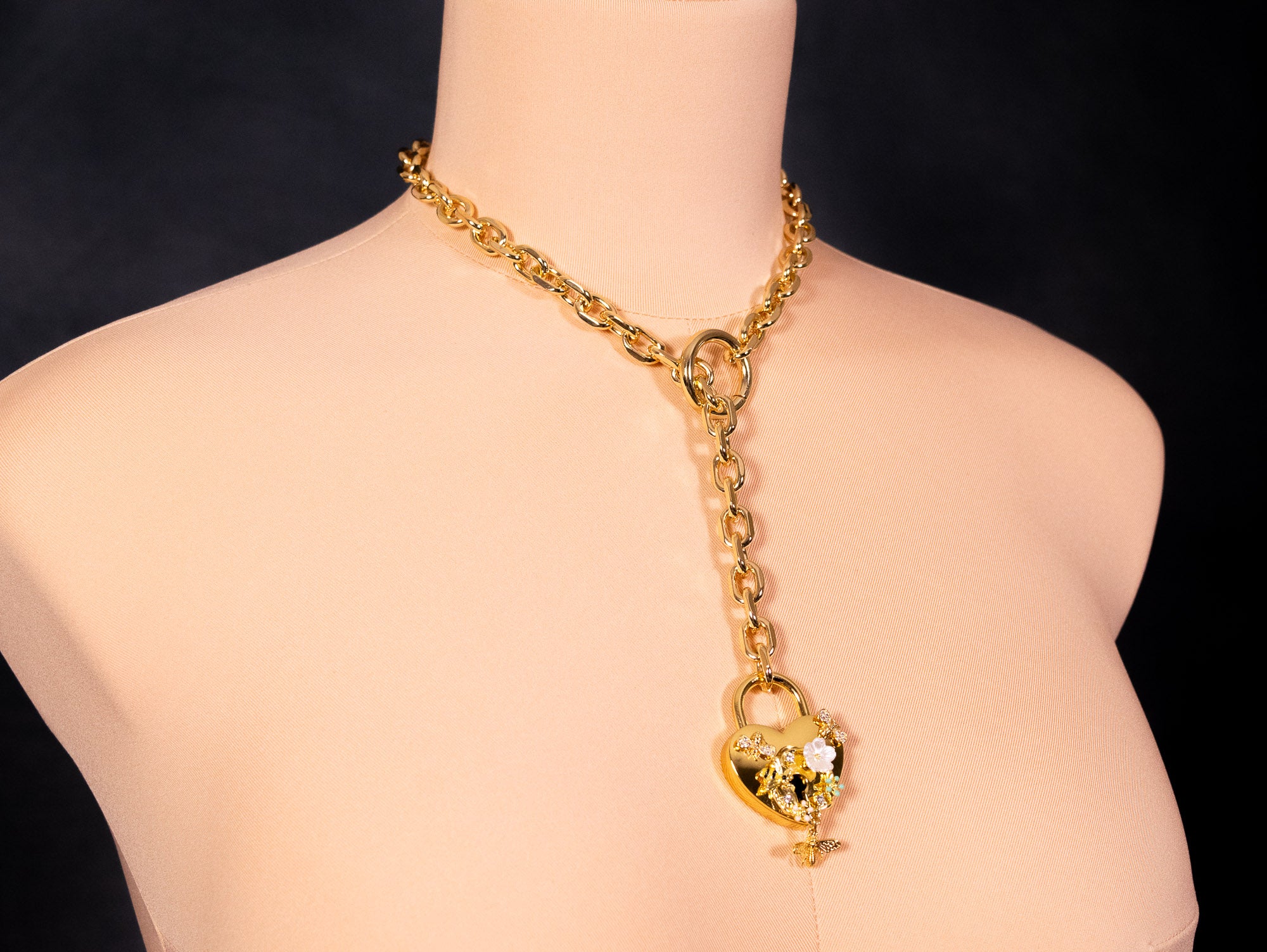 Gold Deluxe "Honeybee" Lock Slip Chain Collar _ LIMITED _
