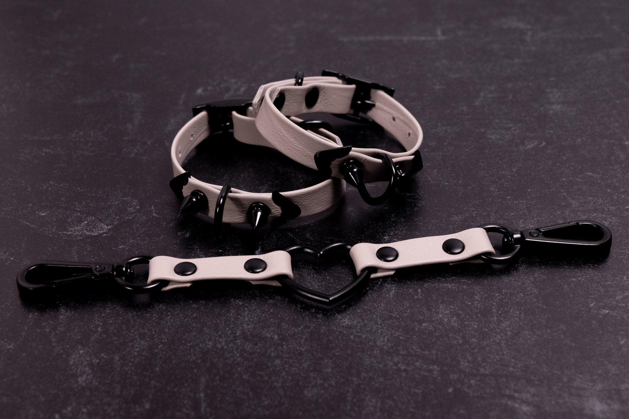 6" - 8" Matte Black & Mushroom Leather Cuffs _ LIMITED _