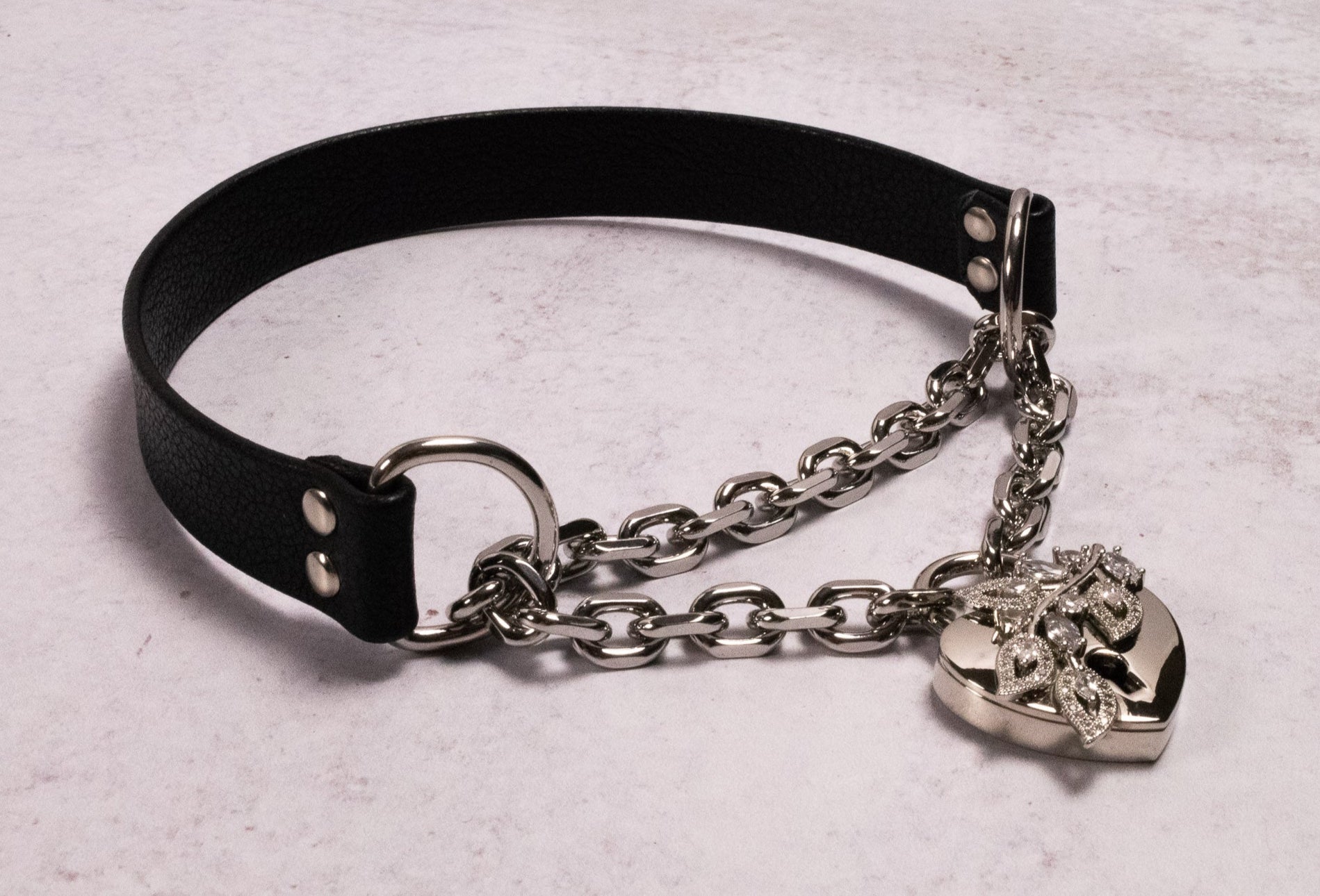 "Fae" - Black & Silver Locking Martingale Collar _ LIMITED _