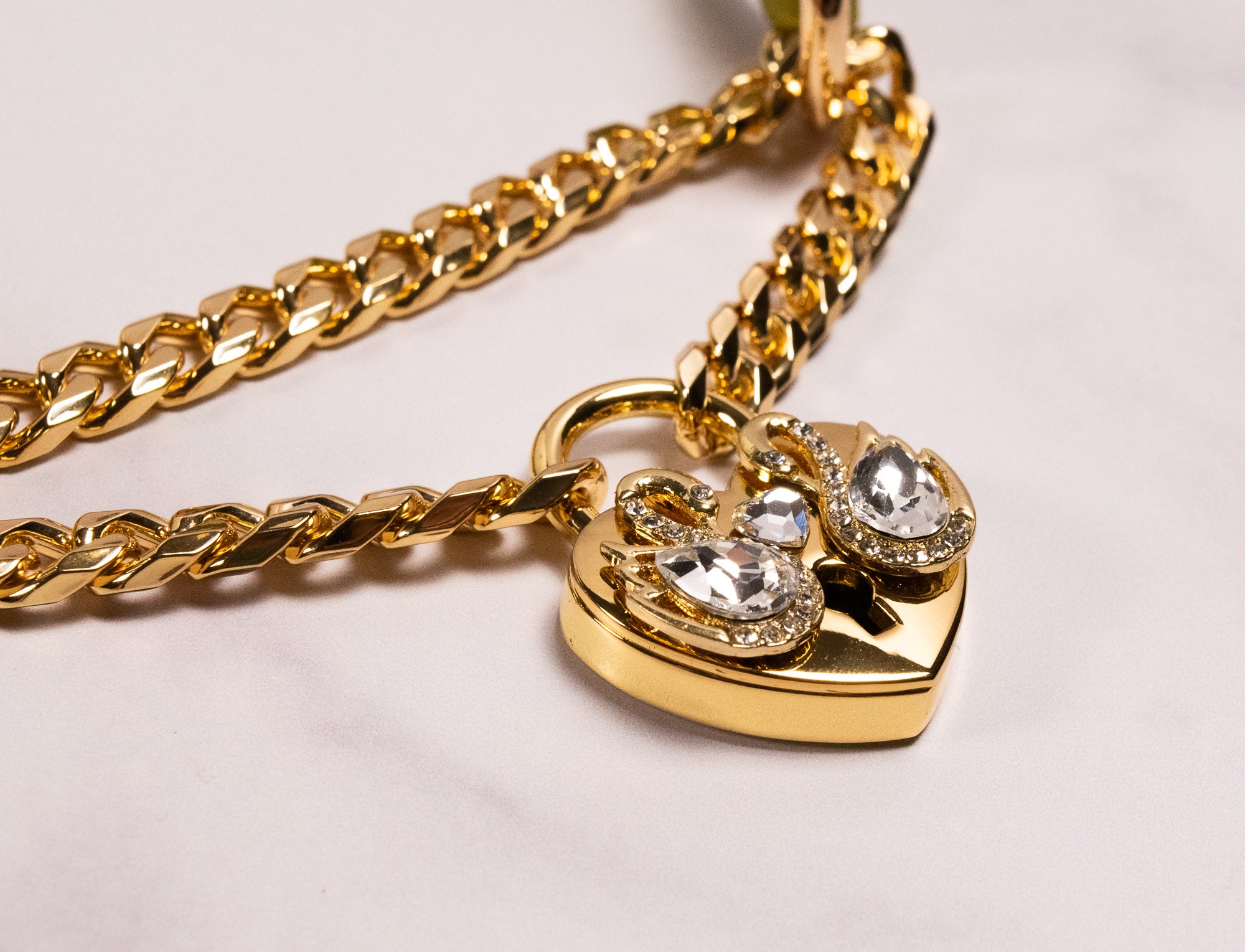 "Swan Dance" - 13" Gold & Moss Leather Heart Locking Martingale Collar _ LIMITED _
