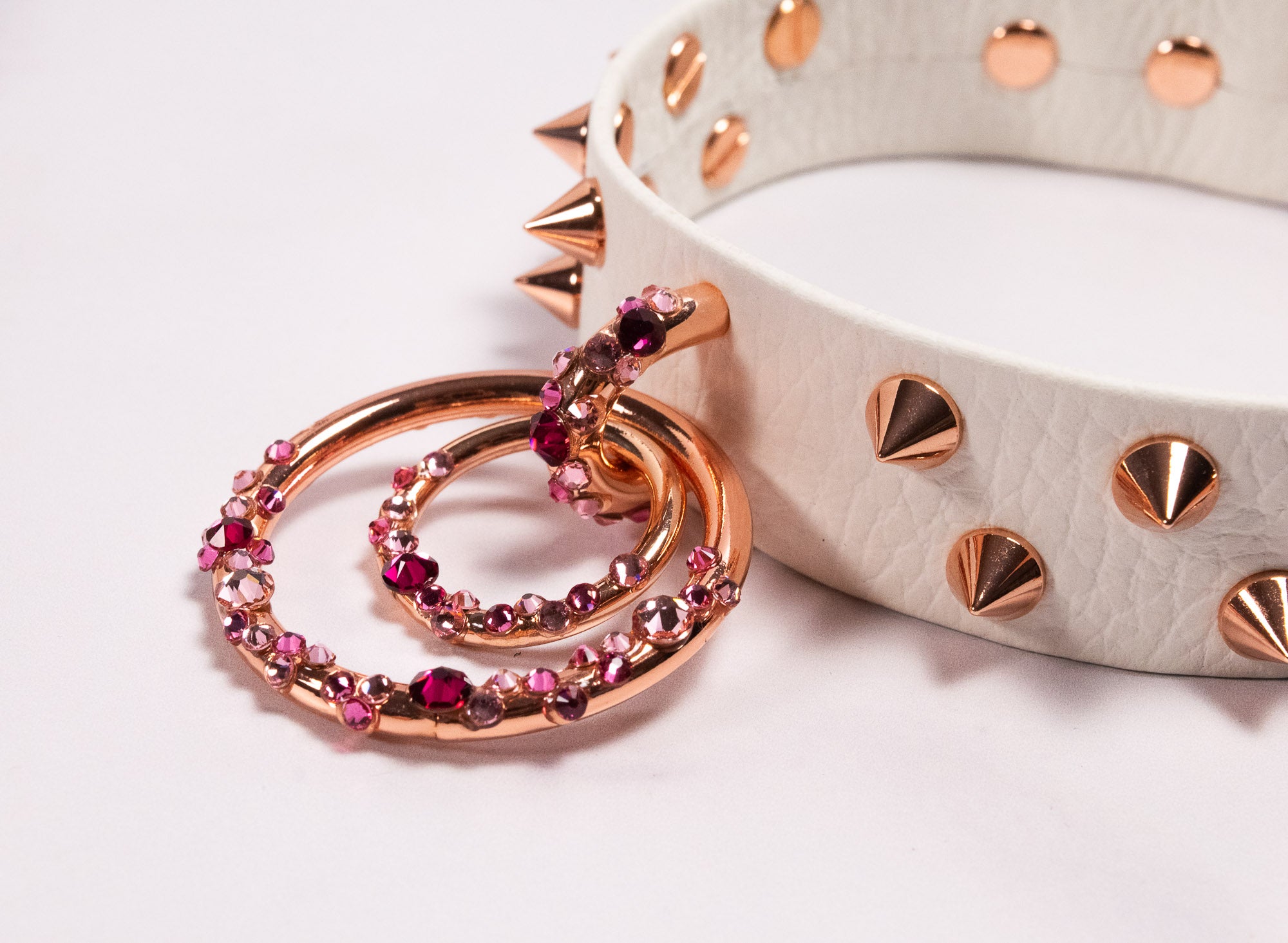 "Crushed Candy" - 12.5" - 15" White & Rose Gold Crystalized Collar _ LIMITED _