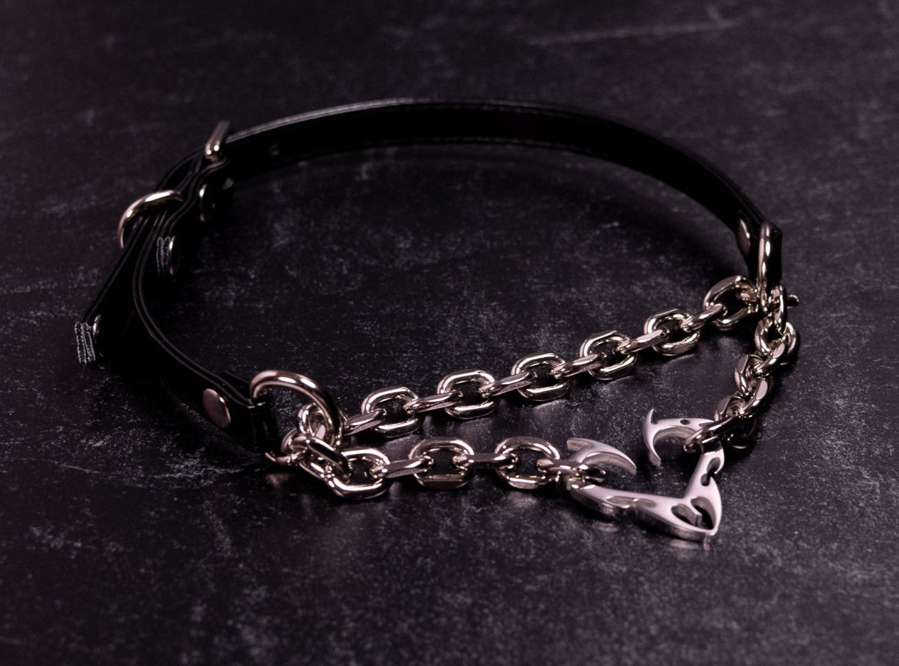 'Tribal Heart'' - 3/8" Black Vegan Leather Martingale Collar