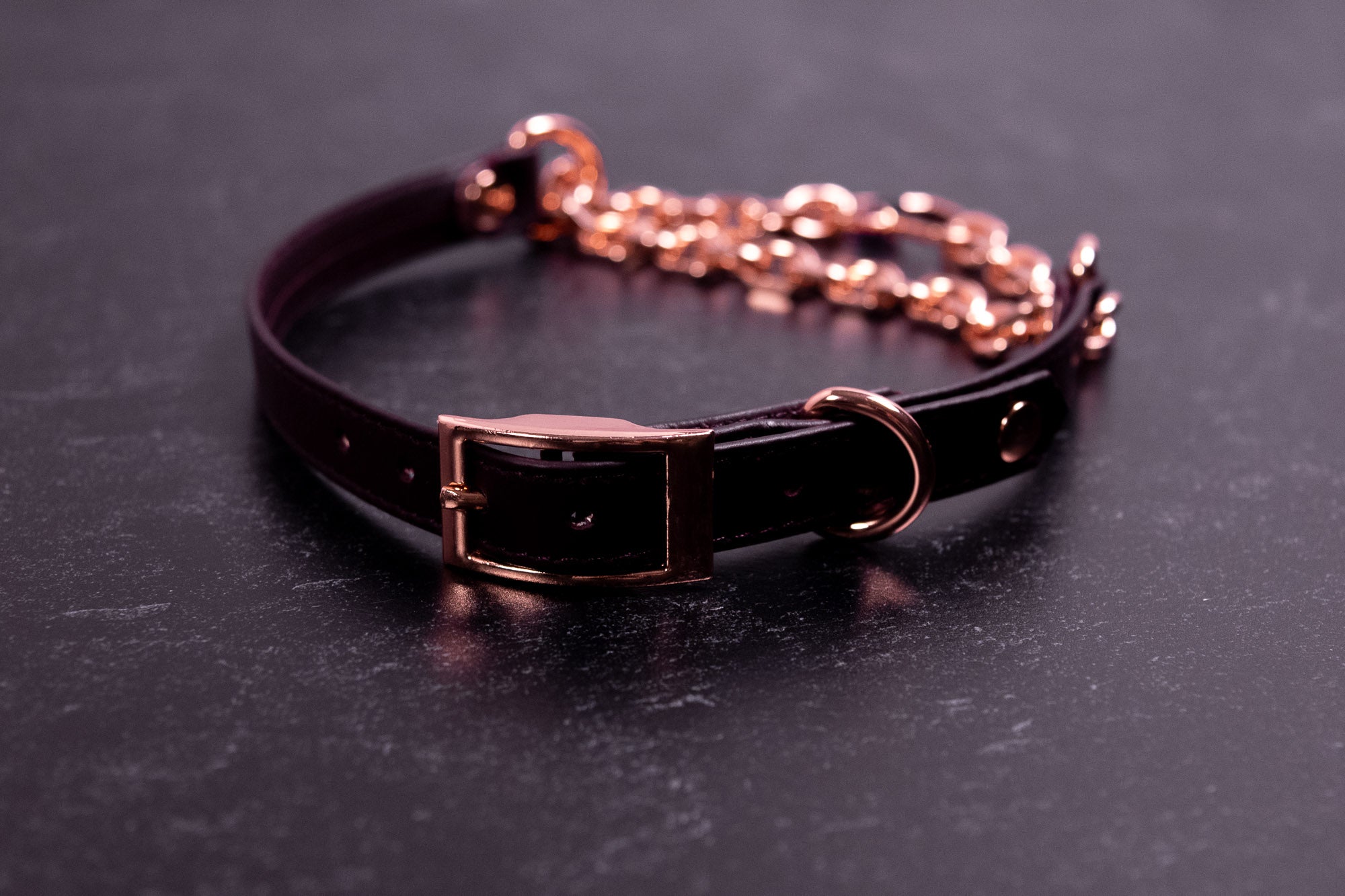 12" - 14.5" Burgundy Leather Martingale Collar _ LIMITED _