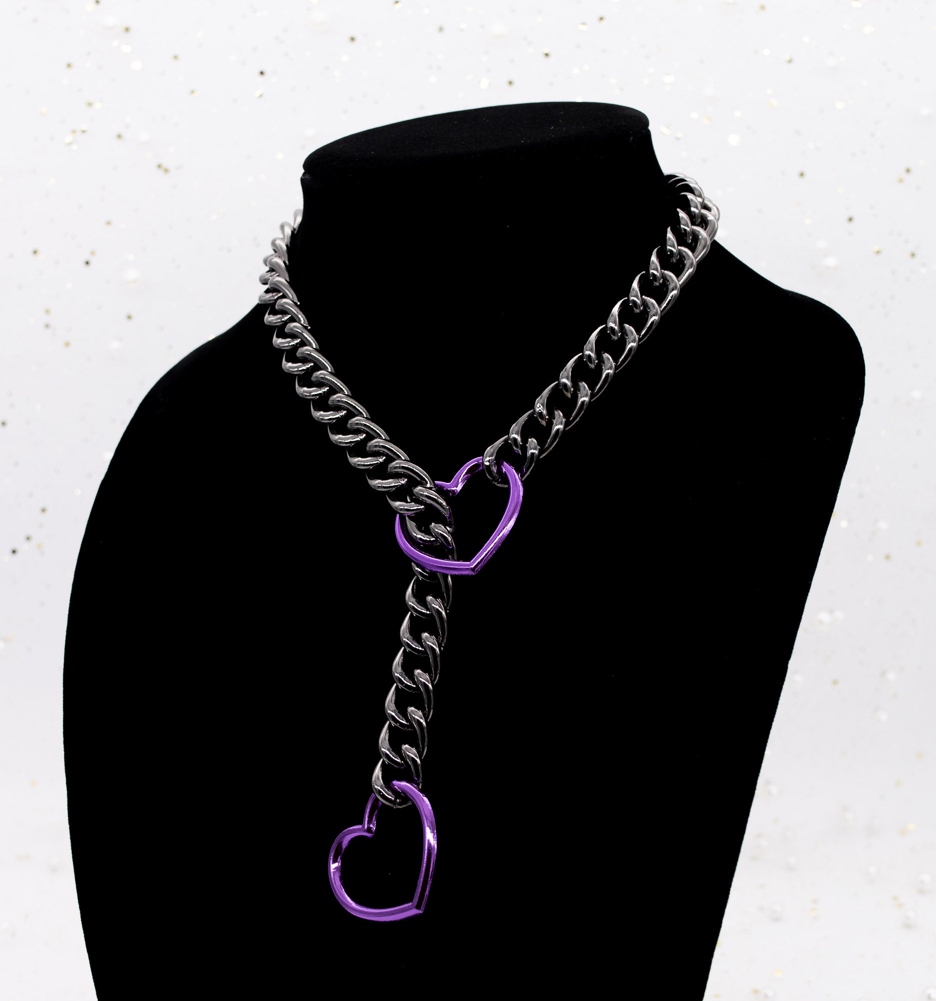 Gunmetal Chain Purple Heart Slip Chain Collar